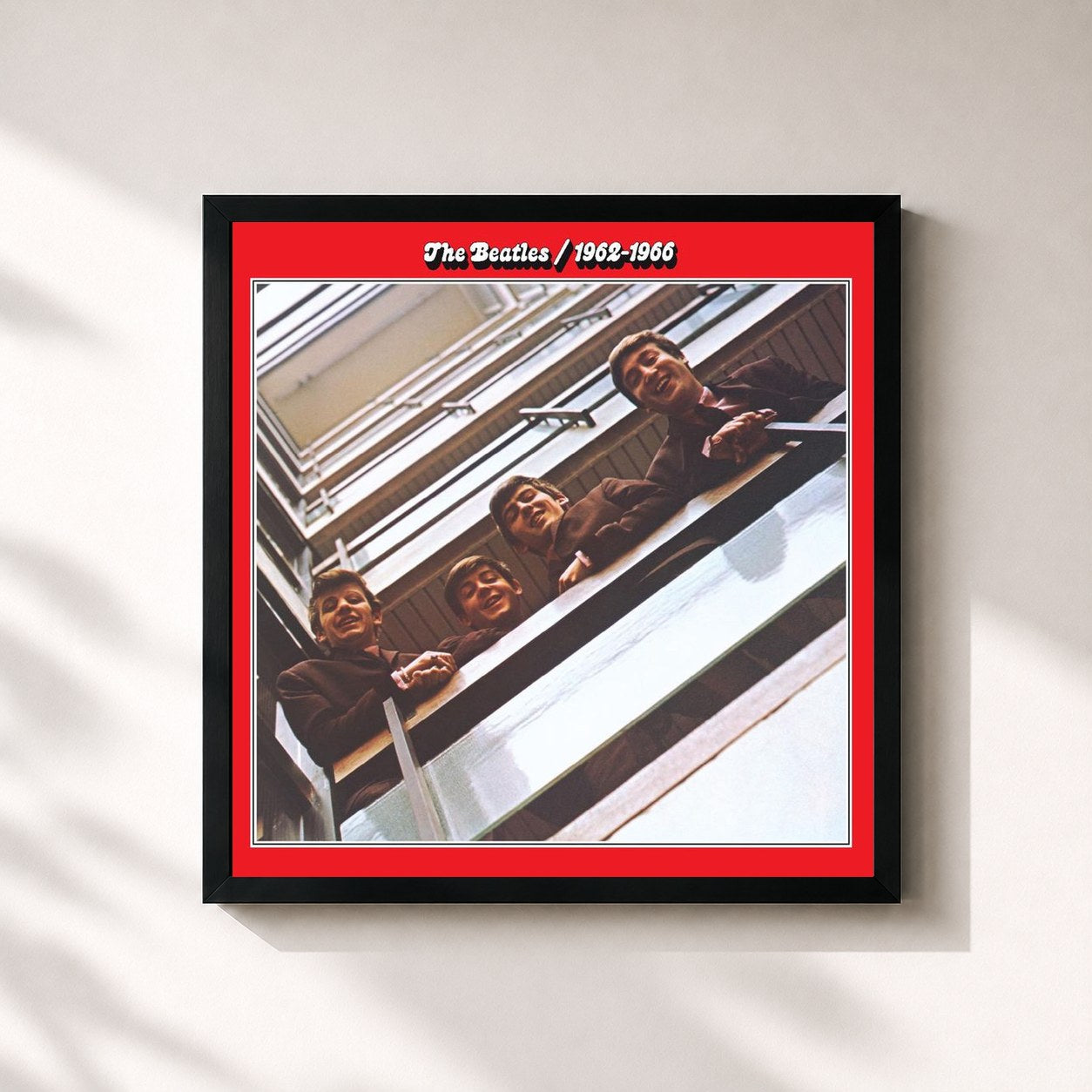 #noir Tableau carré de l'album The Beatles 1962 - 1966 (Remastered) de The Beatles, cadre noir 32x32 cm