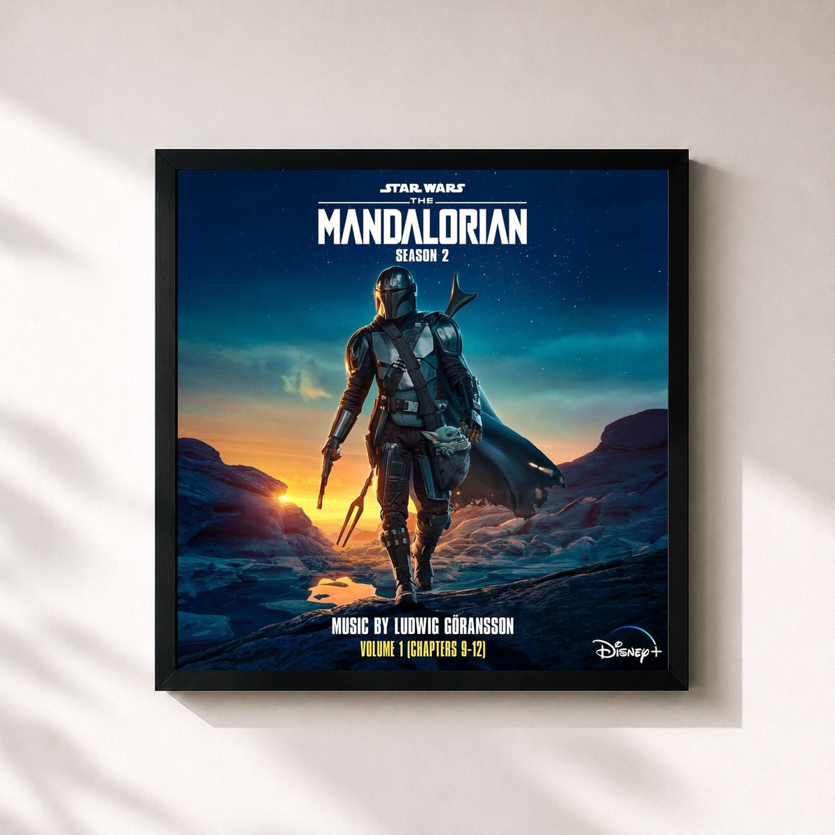 #noir Tableau carré de l'album The Mandalorian: Season 2 - Vol. 1 (Chapters 9-12) (Original Score) de Ludwig Goransson, cadre noir 32x32 cm
