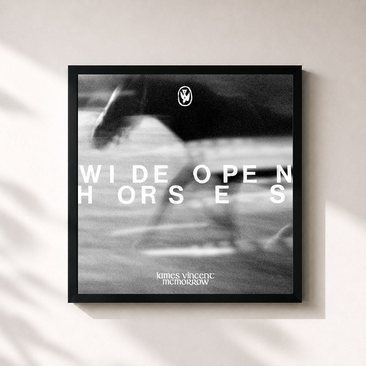 #noir Tableau carré de l'album Wide open, horses de James Vincent McMorrow, cadre noir 32x32 cm