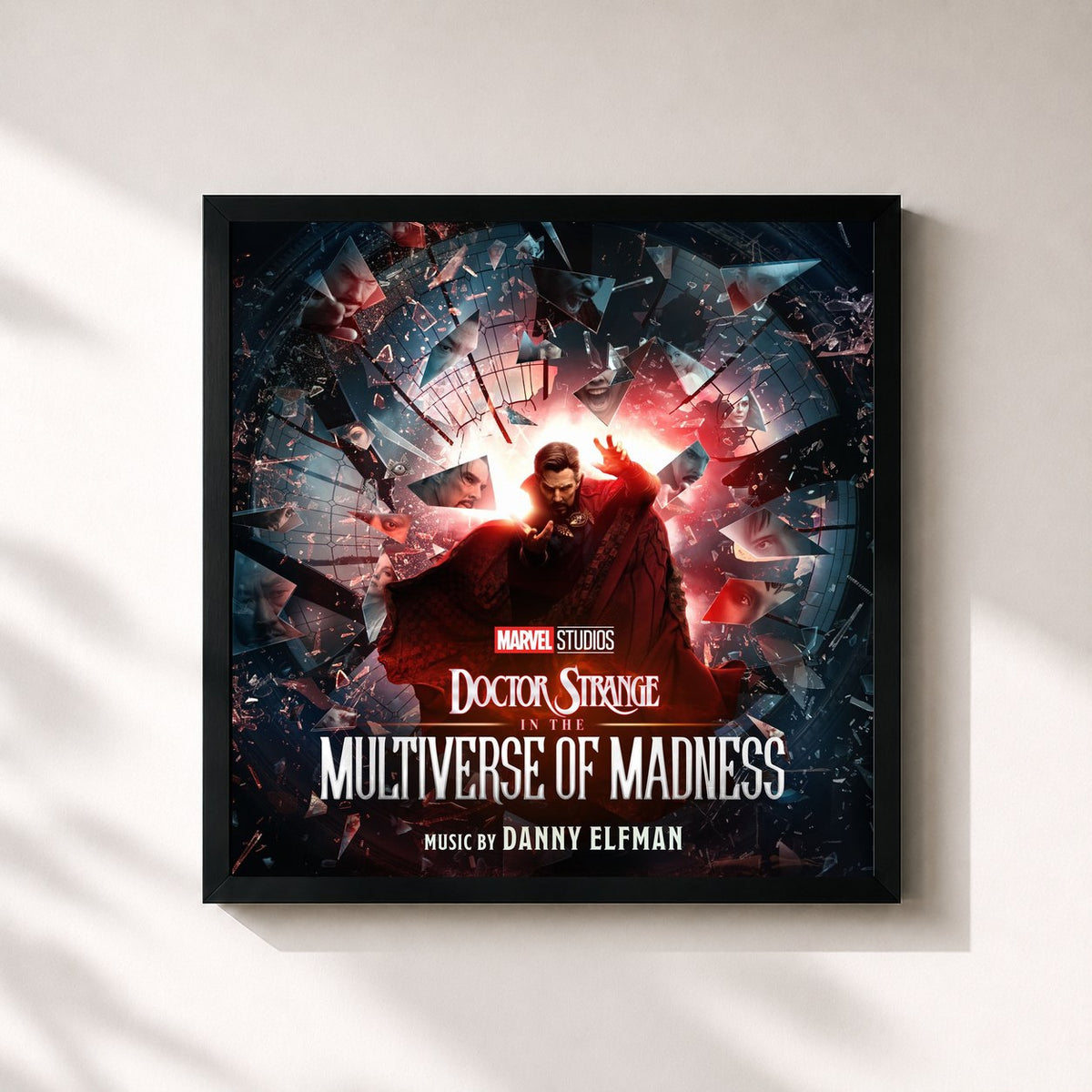 #noir Tableau carré de l'album Doctor Strange in the Multiverse of Madness (Original Motion Picture Soundtrack) de Danny Elfman, cadre noir 32x32 cm