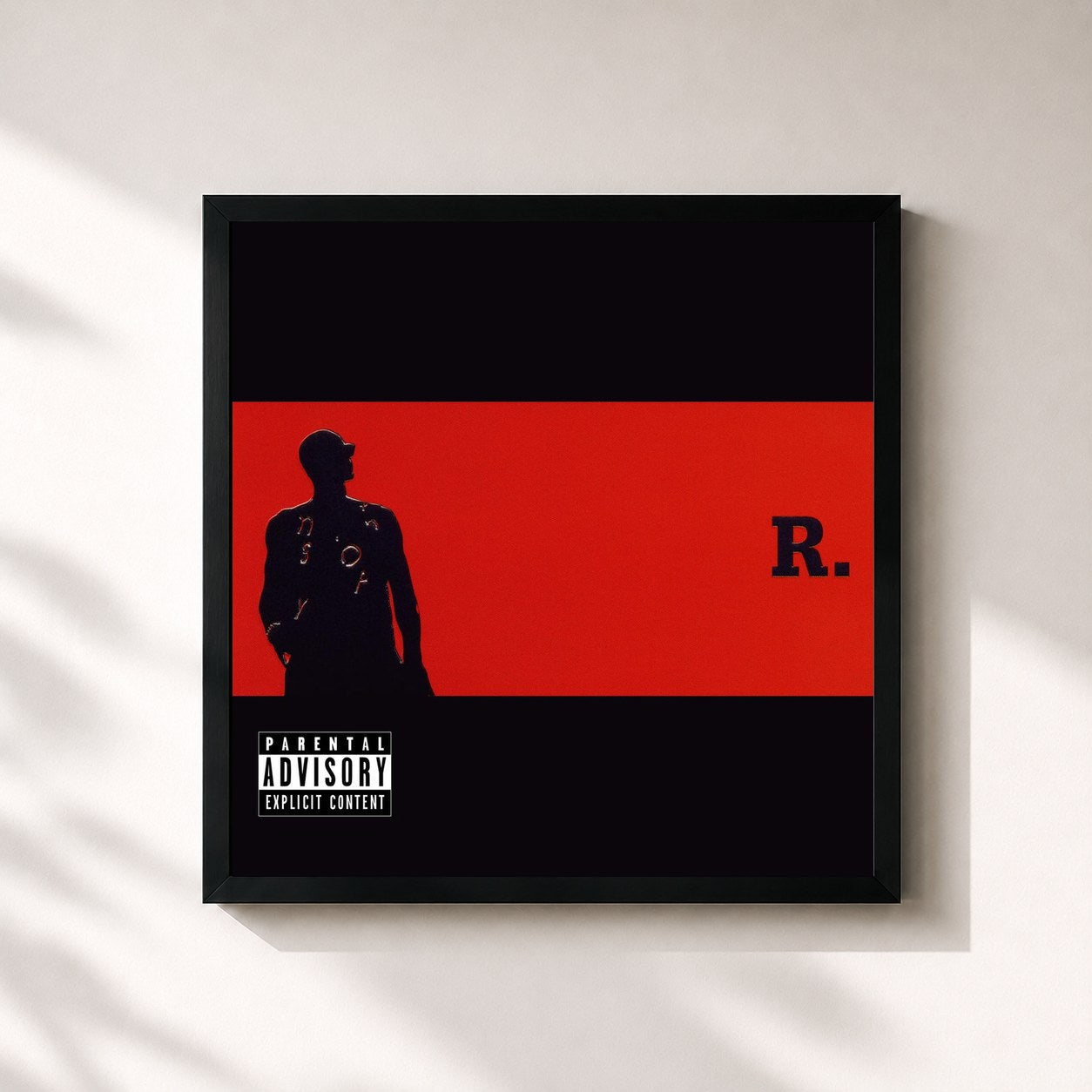 #noir Tableau carré de l'album R. de R. Kelly, cadre noir 32x32 cm