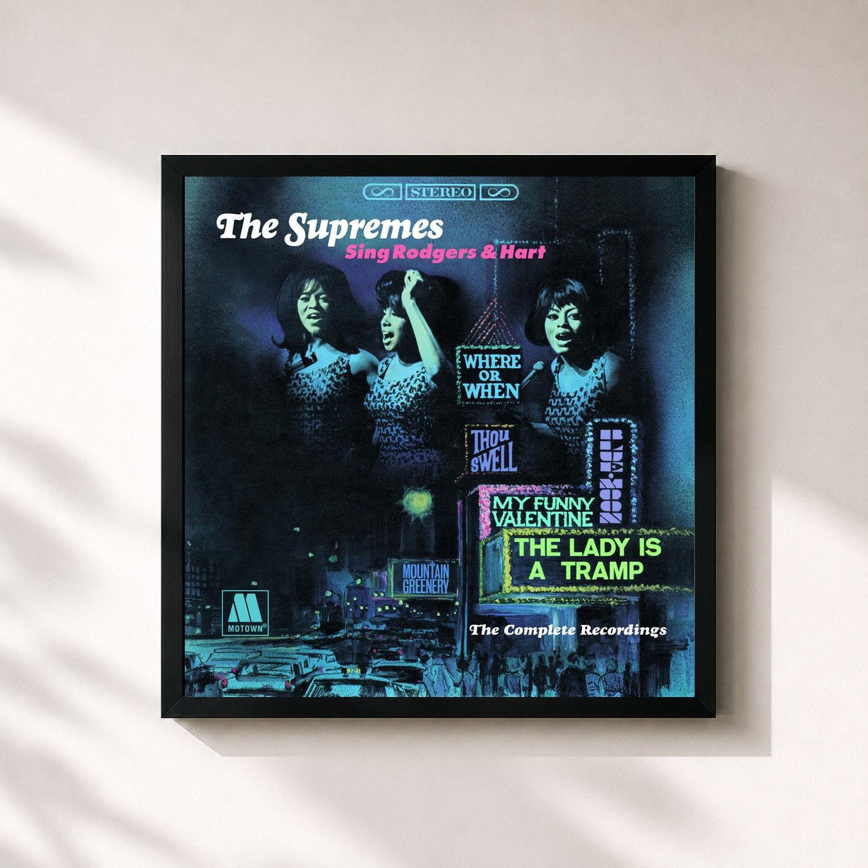 #noir Tableau carré de l'album The Supremes Sing Rodgers & Hart: The Complete Recordings de The Supremes, cadre noir 32x32 cm