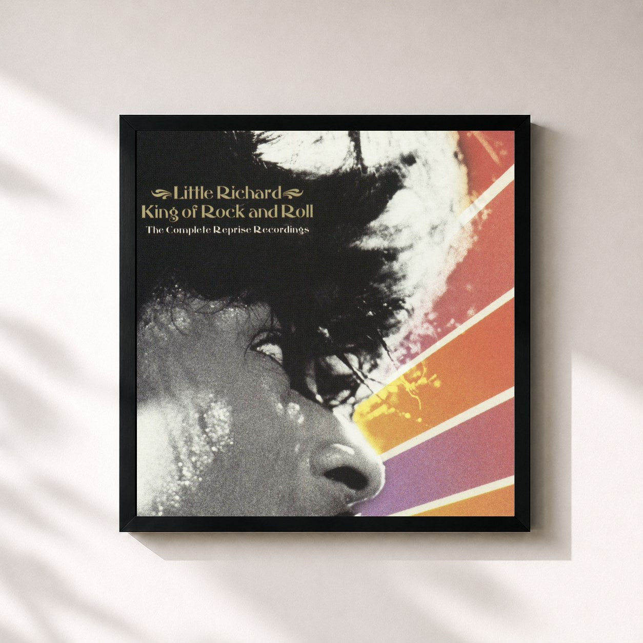 #noir Tableau carré de l'album King Of Rock & Roll: The Complete Reprise Recordings de Little Richard, cadre noir 32x32 cm