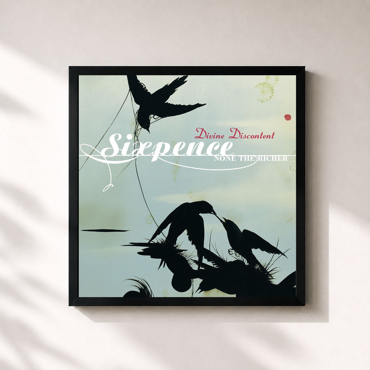 #noir Tableau carré de l'album Divine Discontent de Sixpence None the Richer, cadre noir 32x32 cm