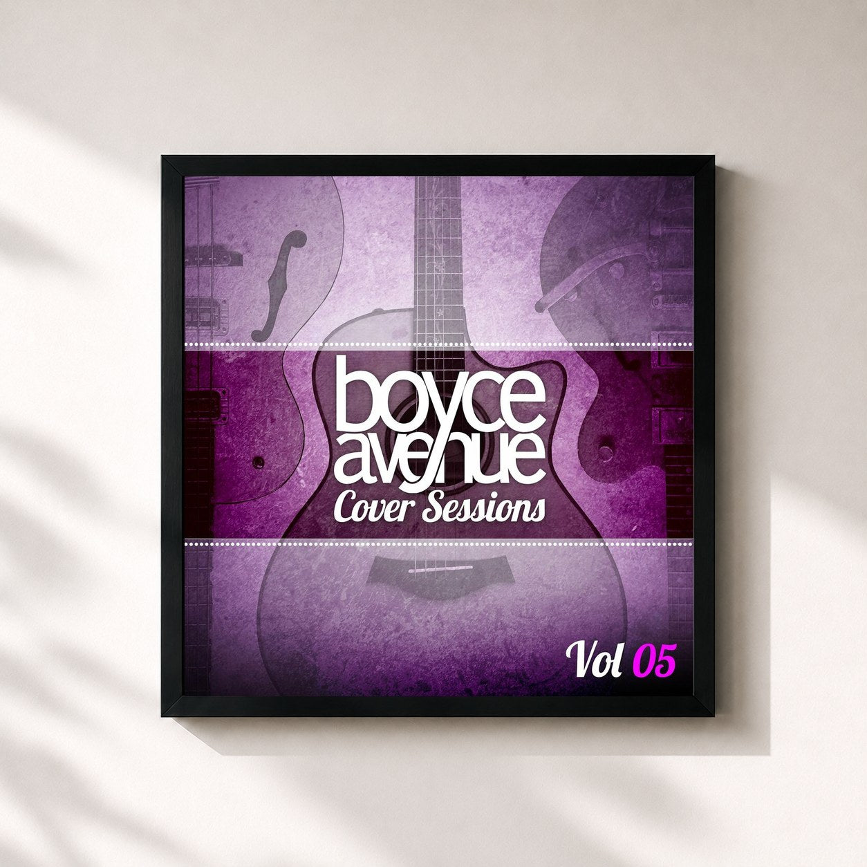 #noir Tableau carré de l'album Cover Sessions, Vol. 5 de Boyce Avenue, cadre noir 32x32 cm
