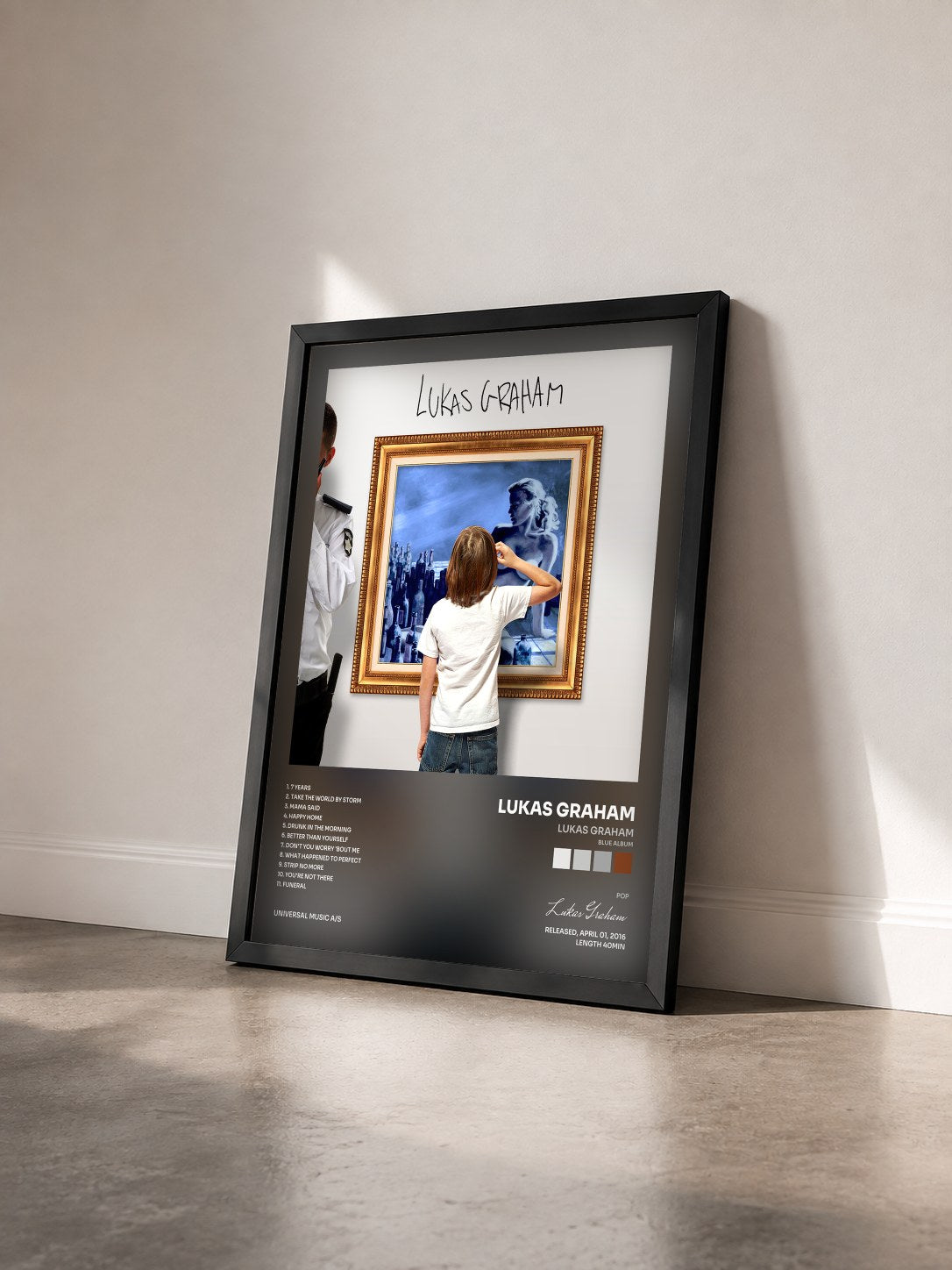 #noir Lukas Graham (Blue Album) de Lukas Graham en lámina enmarcada vista de tres cuartos, marco negro