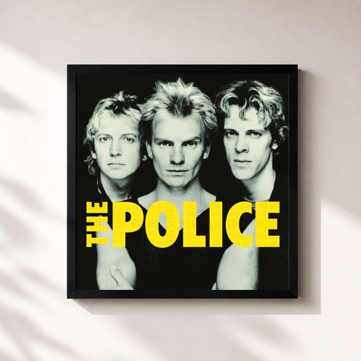 #noir The Police de The Police en lámina cuadrada enmarcada, marco negro de 32x32 cm