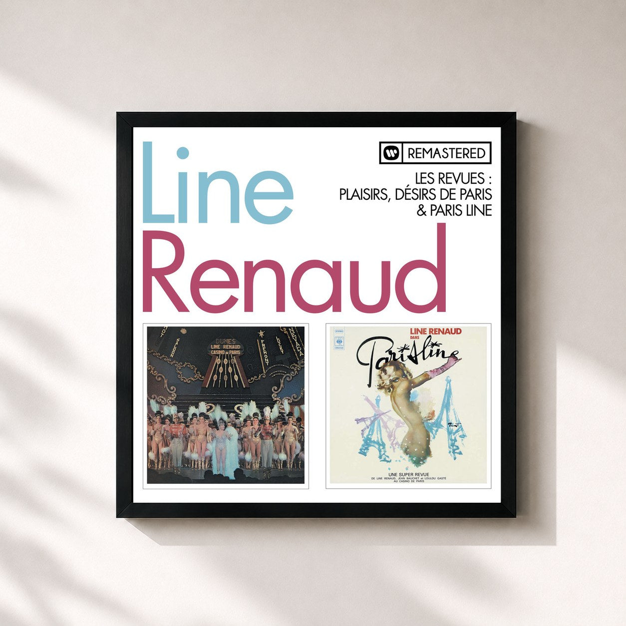 #noir Tableau carré de l'album Les revues : Plaisirs, désirs de Paris / Paris Line (Remasterisé en 2013) de Line Renaud, cadre noir 32x32 cm
