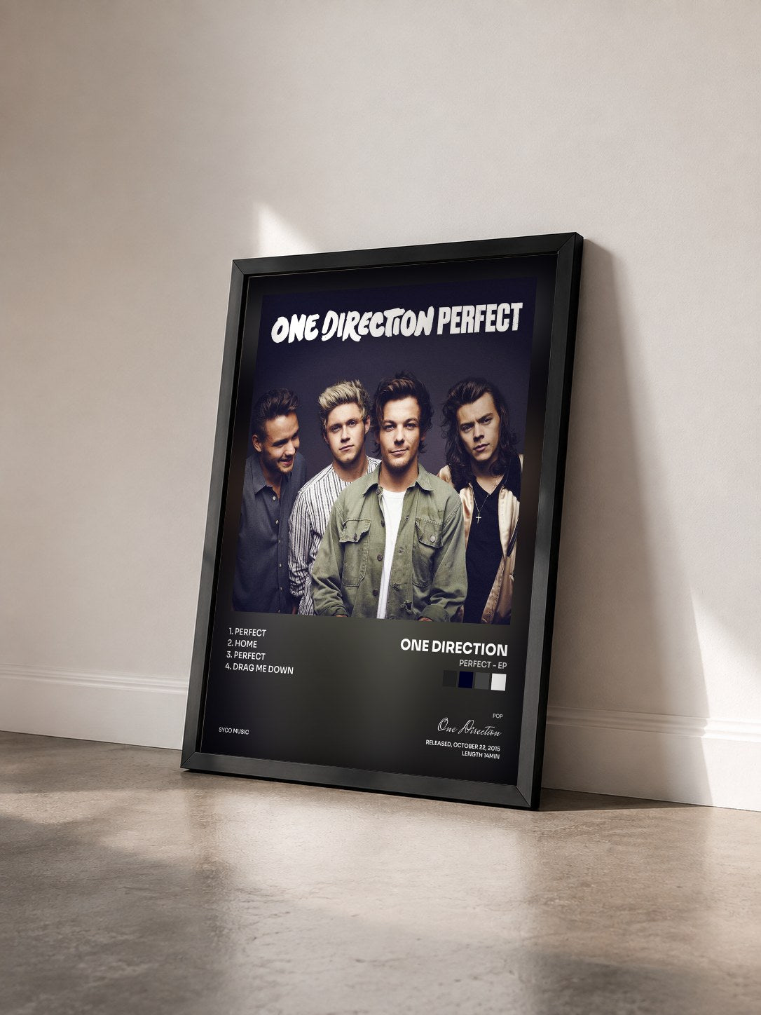 #noir Tableau de l'album Perfect - EP de One Direction vu de trois quarts, cadre noir