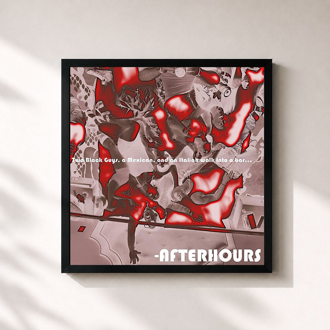 #noir Tableau carré de l'album Two Black Guys, A Mexican and An Italian Walk Into A Bar... de AFTERHOURS, cadre noir 32x32 cm