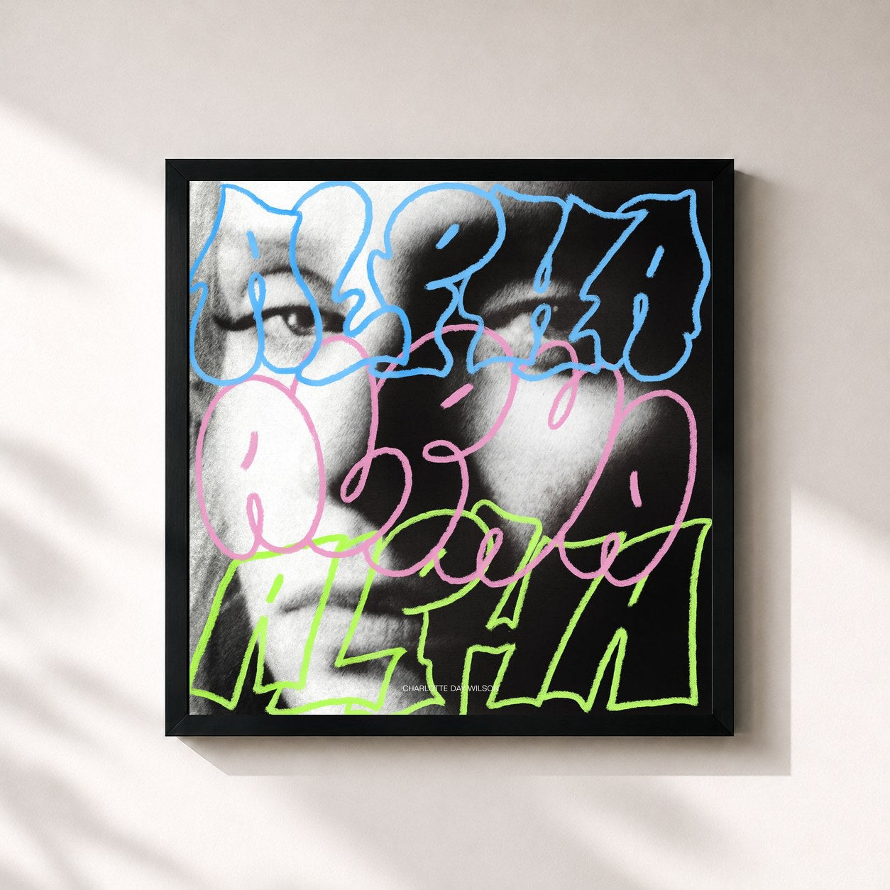 #noir Tableau carré de l'album ALPHA (Deluxe) de Charlotte Day Wilson, cadre noir 32x32 cm