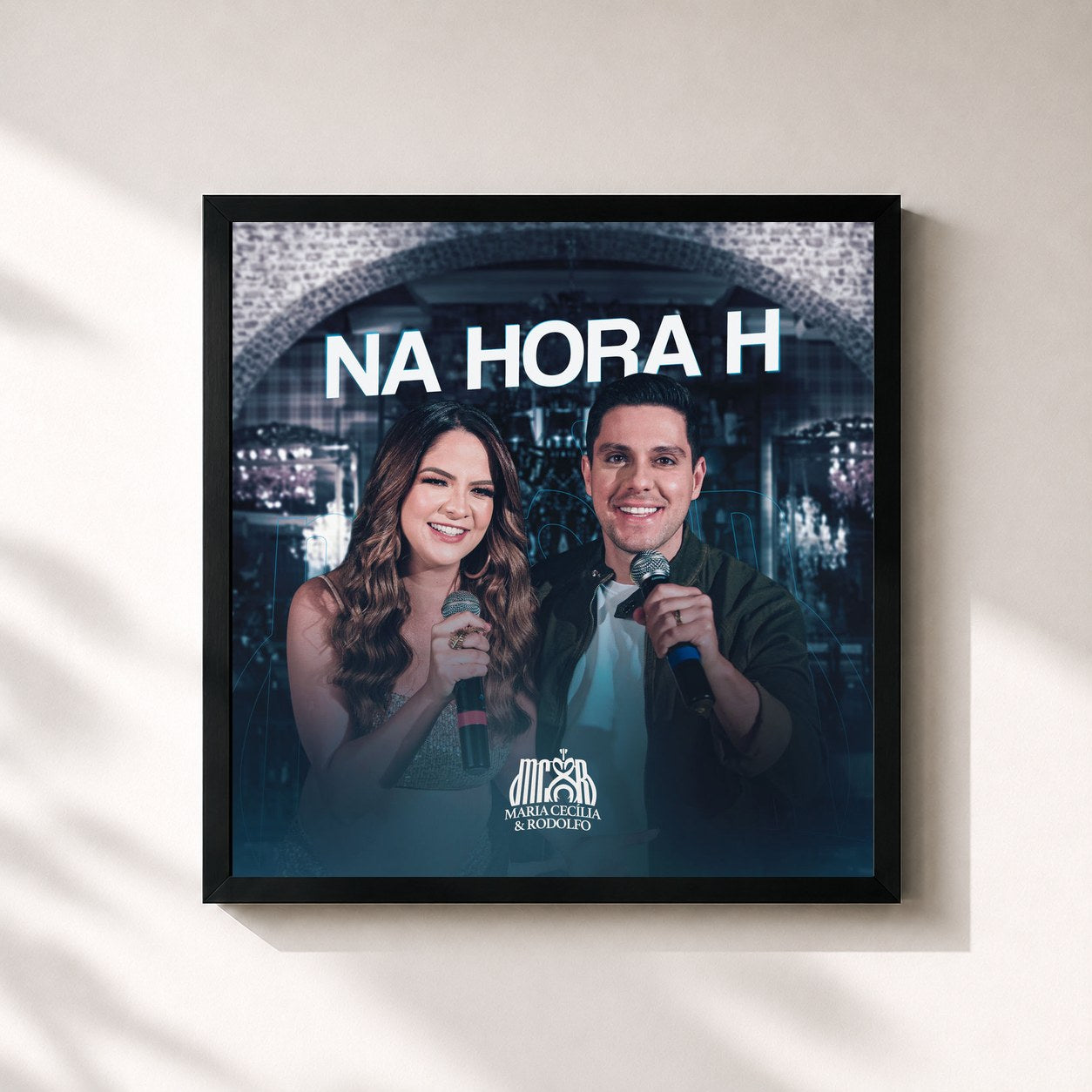 #noir Tableau carré de l'album Na Hora H de Maria Cecília & Rodolfo, cadre noir 32x32 cm