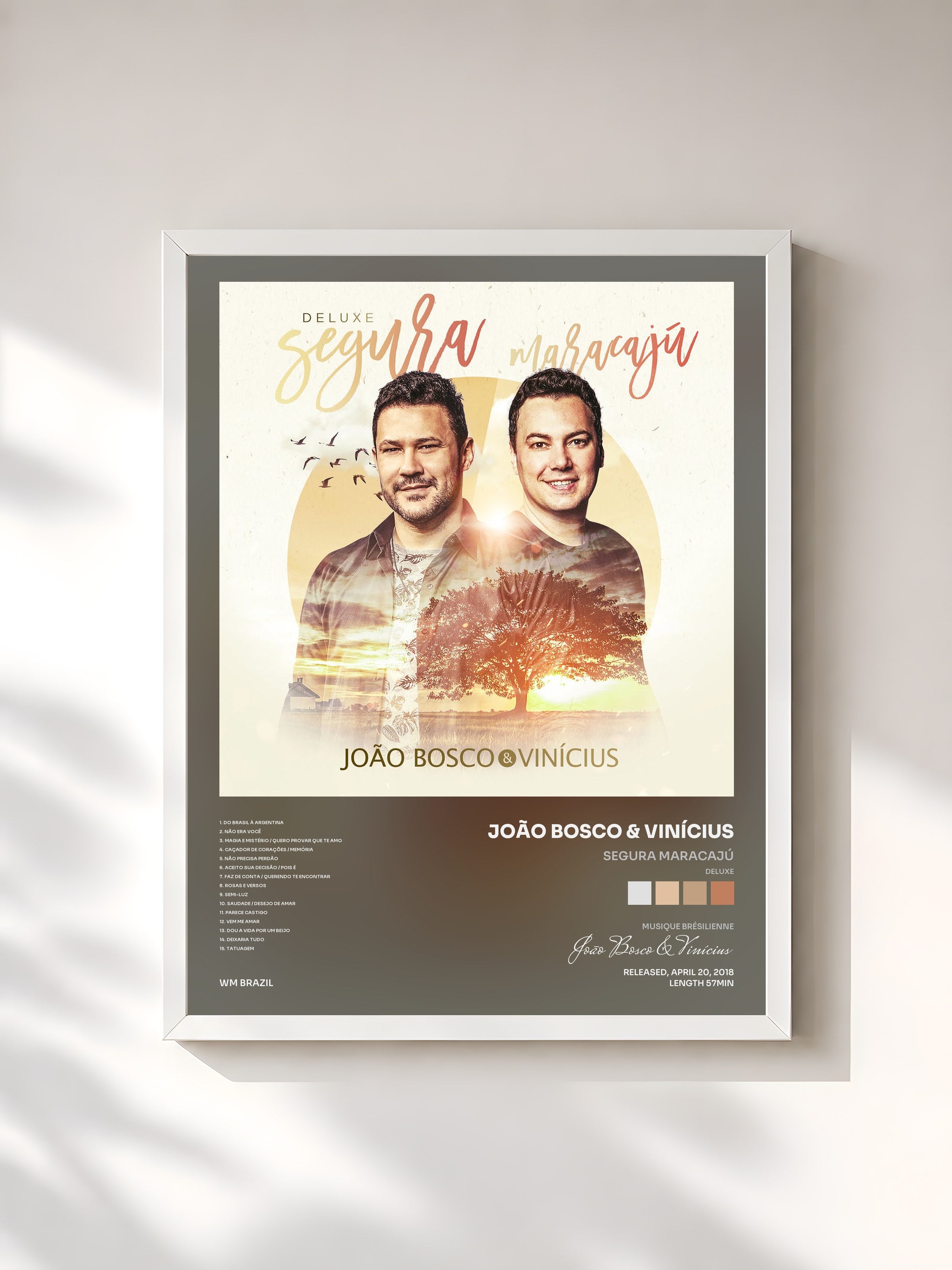 #blanc Tableau de l'album Segura Maracajú (Deluxe) de João Bosco & Vinícius, cadre blanc, imprimé et encadré en France