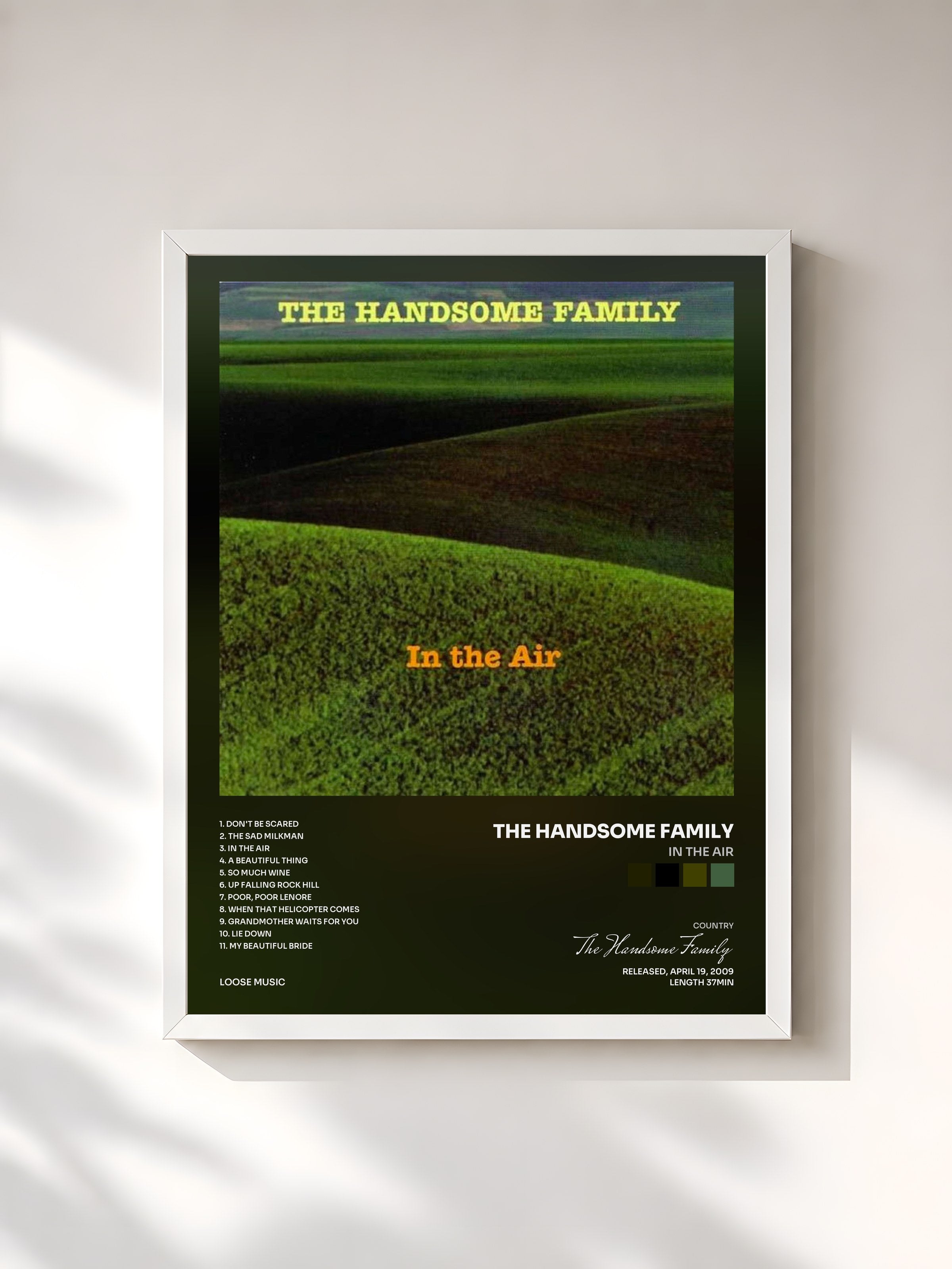 #blanc Tableau de l'album In the Air de The Handsome Family, cadre blanc, imprimé et encadré en France