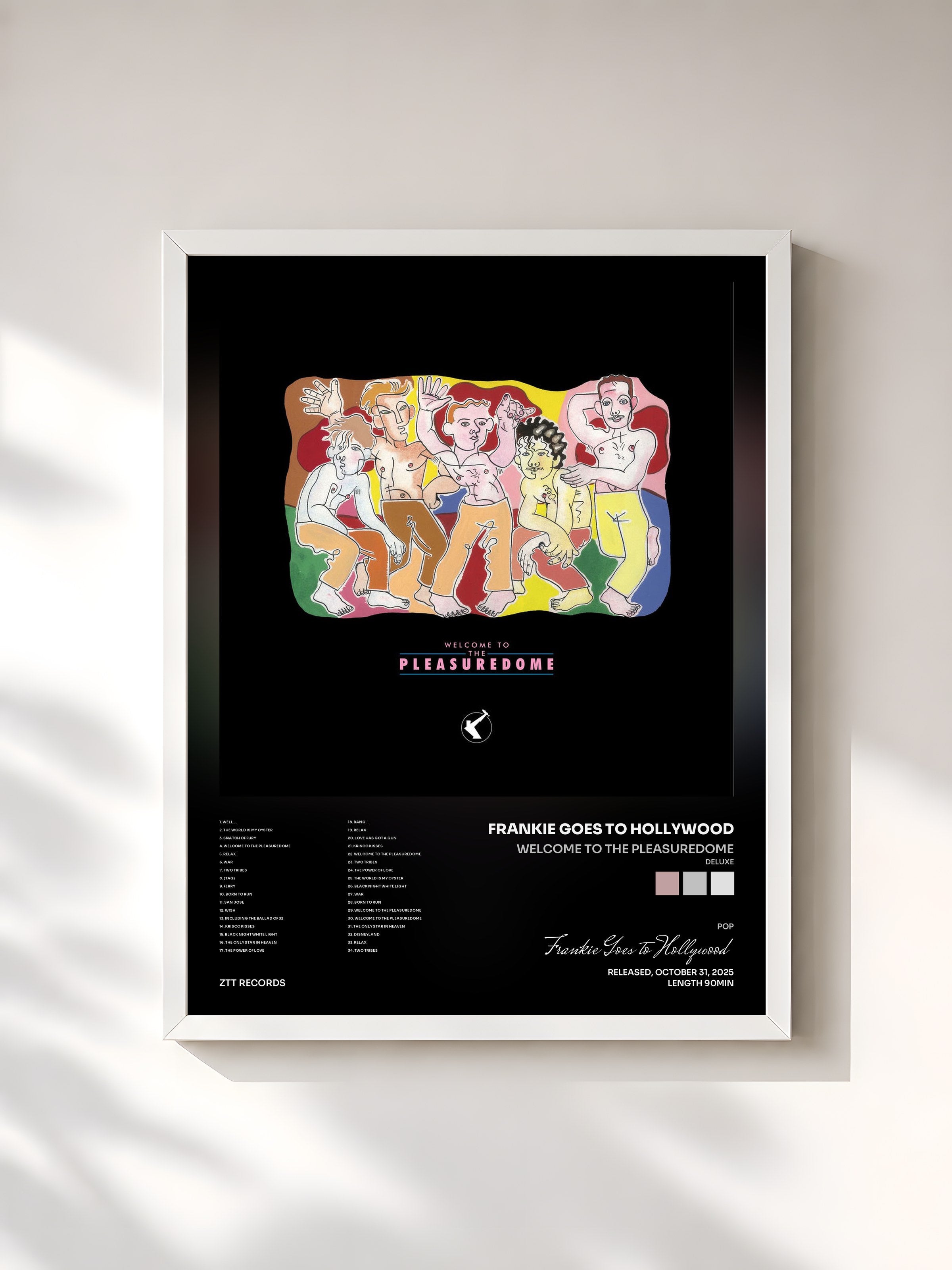 #blanc Tableau de l'album Welcome To The Pleasuredome (Deluxe) de Frankie Goes to Hollywood, cadre blanc, imprimé et encadré en France