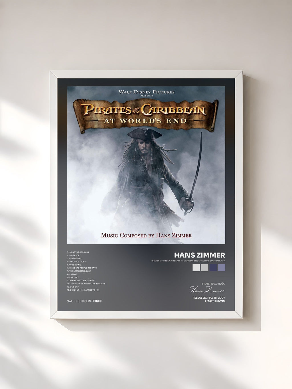 #blanc Pirates Of The Caribbean: At World's End Original Soundtrack von Hans Zimmer als gerahmter Kunstdruck, weißer Rahmen, gedruckt und gerahmt in Frankreich