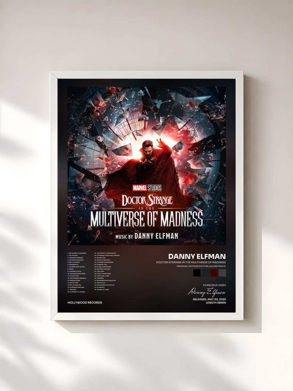 #blanc Doctor Strange in the Multiverse of Madness (Original Motion Picture Soundtrack) by Danny Elfman as a framed art print, white frame, printed and framed in France