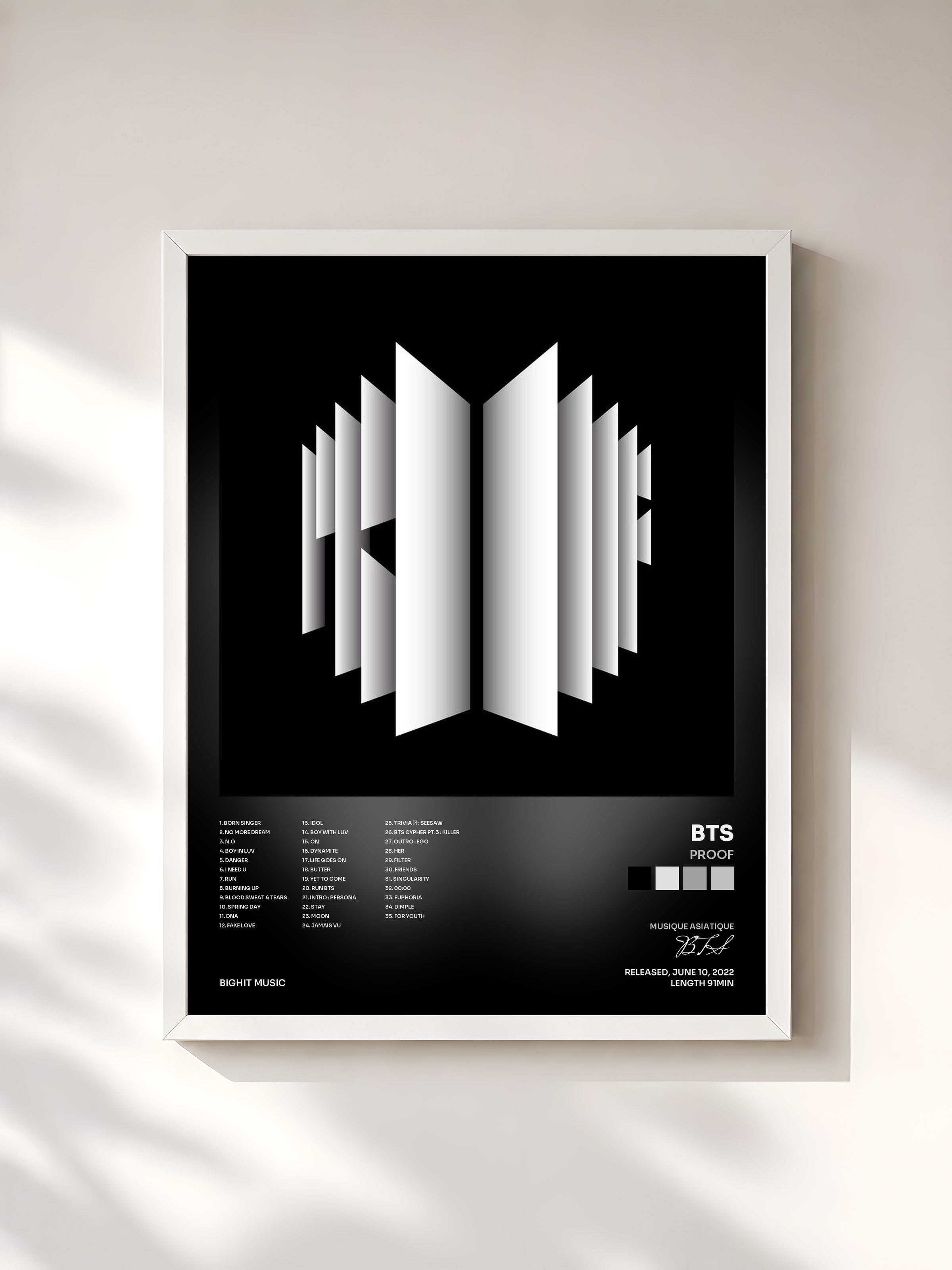 #blanc Proof by BTS as a framed art print, white frame, printed and framed in France
