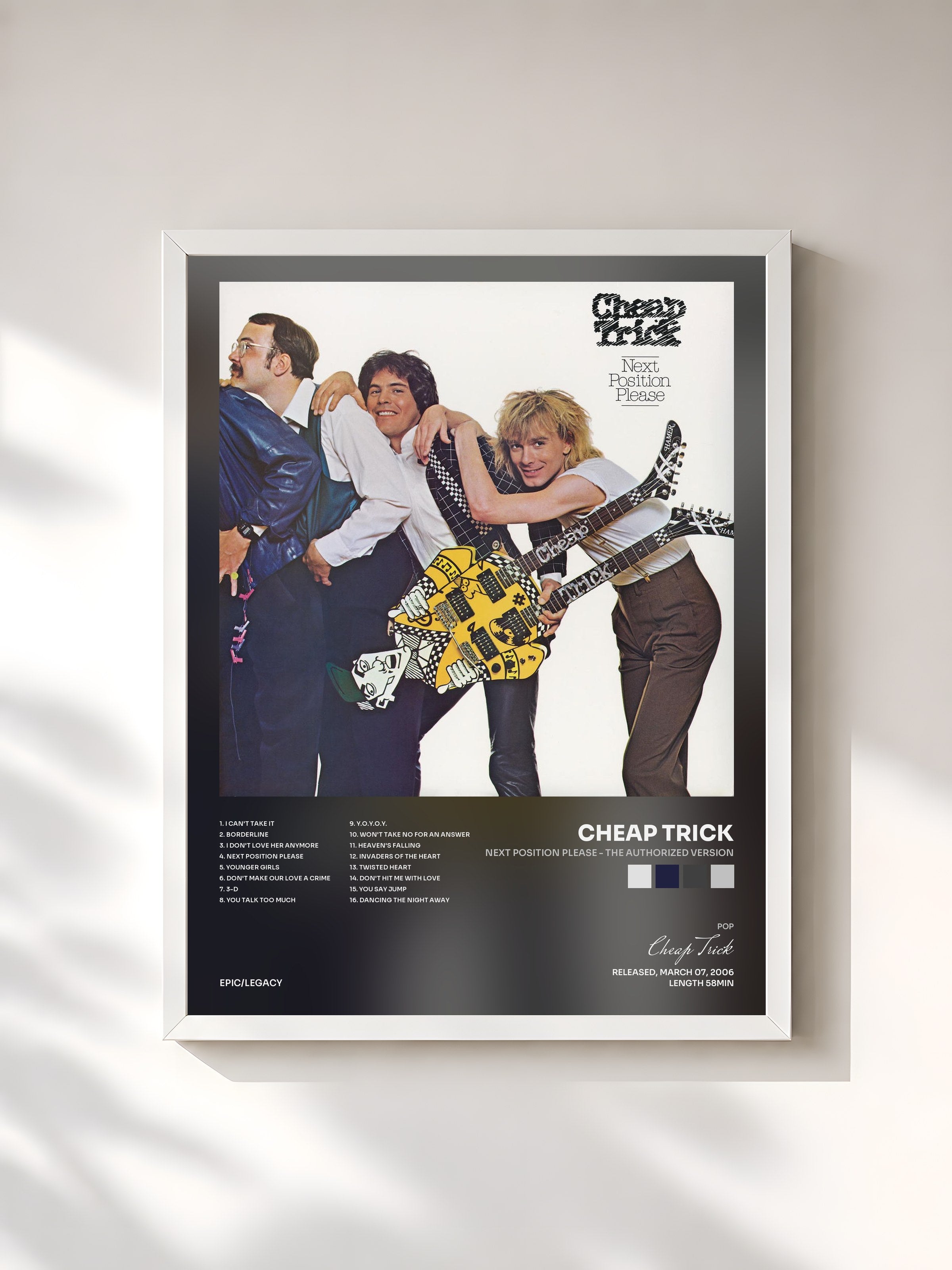 #blanc Tableau de l'album Next Position Please - The Authorized Version de Cheap Trick, cadre blanc, imprimé et encadré en France