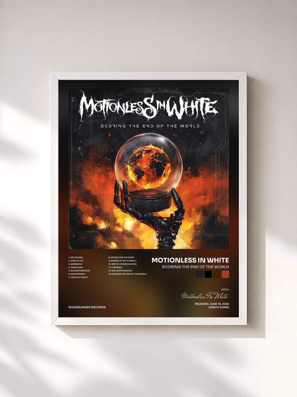 #blanc Tableau de l'album Scoring The End Of The World de Motionless In White, cadre blanc, imprimé et encadré en France