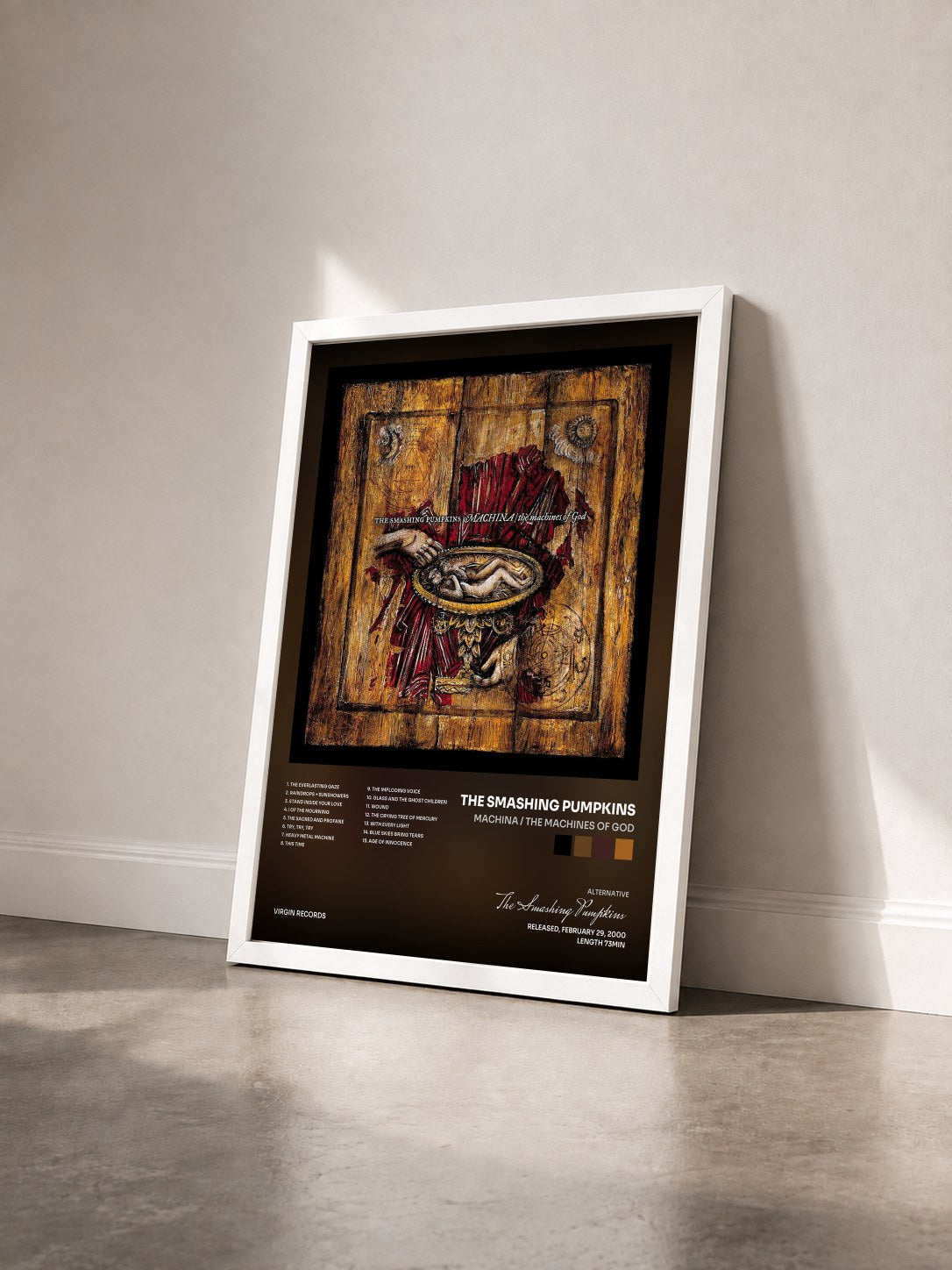 #blanc Machina / The Machines Of God von The Smashing Pumpkins als gerahmter Kunstdruck von schräg gesehen, weißer Rahmen