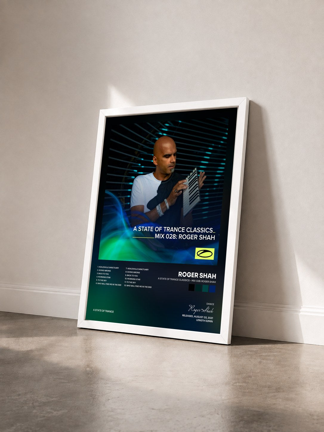 #blanc Tableau de l'album A State Of Trance Classics - Mix 028: Roger Shah de Roger Shah vu de trois quarts, cadre blanc