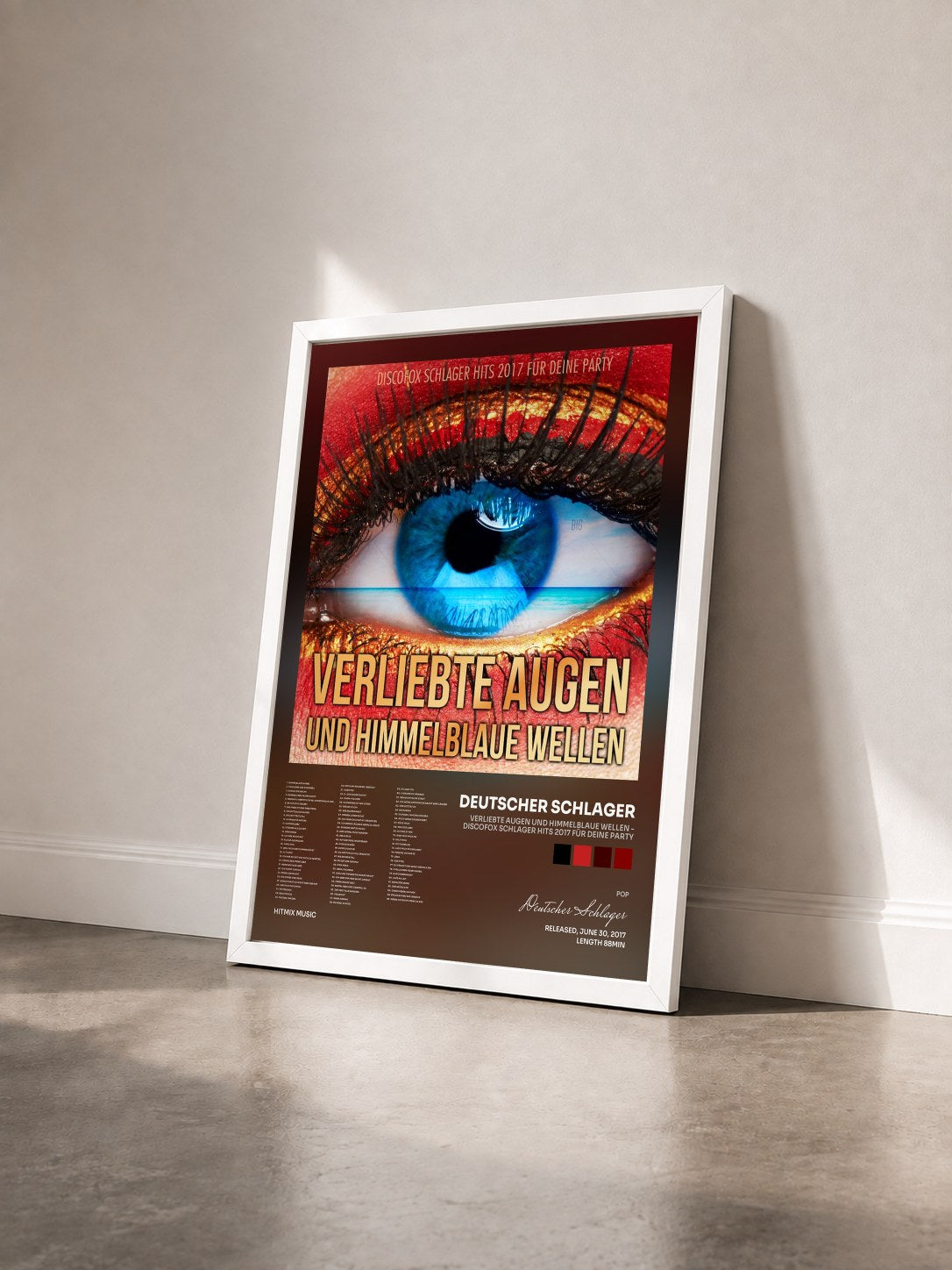 #blanc Tableau de l'album Verliebte Augen und himmelblaue Wellen - Discofox Schlager Hits 2017 für deine Party de Deutscher Schlager vu de trois quarts, cadre blanc