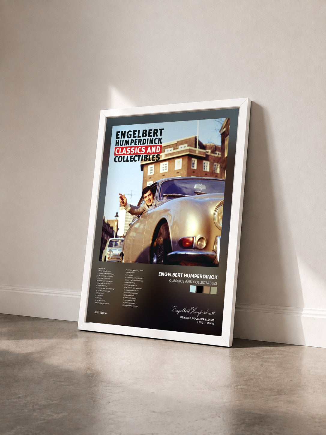 #blanc Tableau de l'album Classics And Collectables de Engelbert Humperdinck vu de trois quarts, cadre blanc