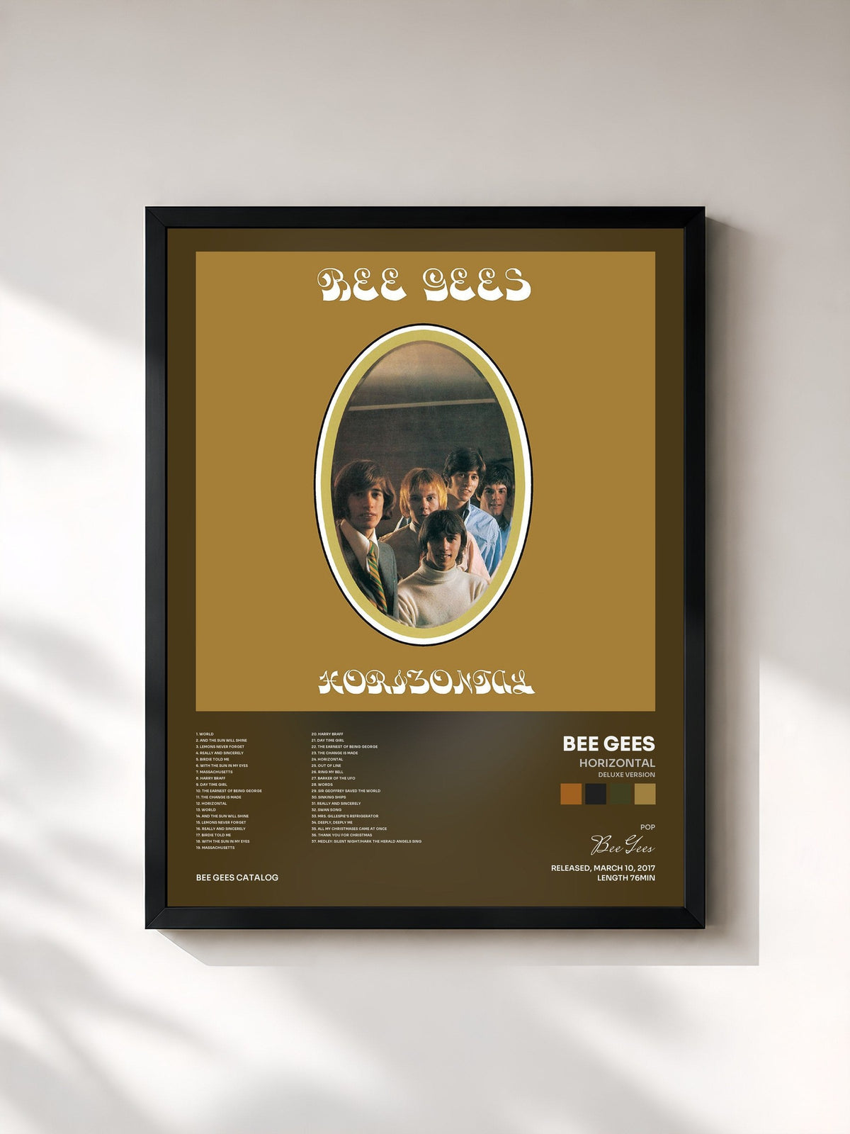 #noir Tableau de l'album Horizontal (Deluxe Version) de Bee Gees, cadre noir, imprimé et encadré en France