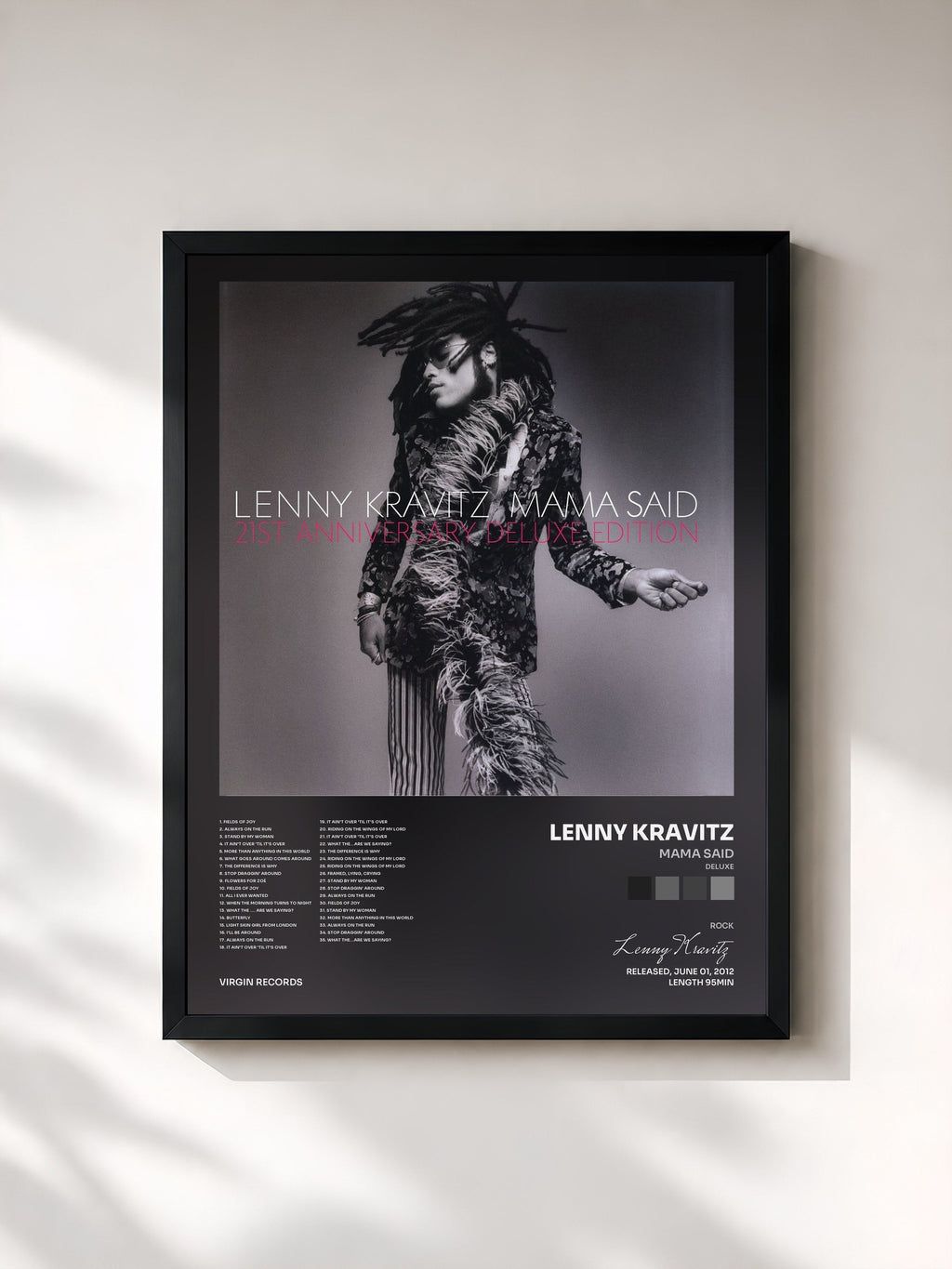 #noir Tableau de l'album Mama Said (Deluxe) de Lenny Kravitz, cadre noir, imprimé et encadré en France
