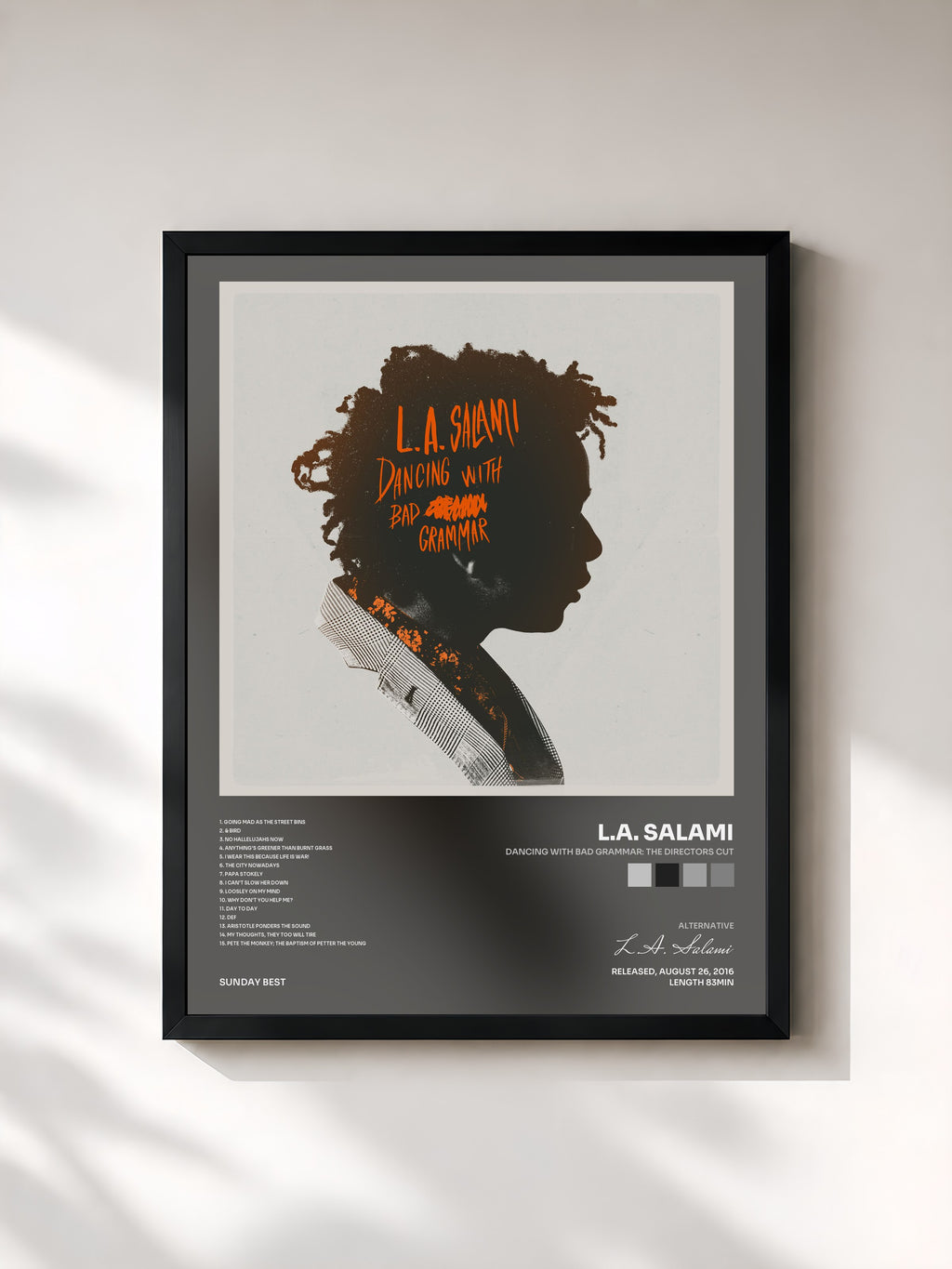 #noir Tableau de l'album Dancing With Bad Grammar: The Directors Cut de L.A. Salami, cadre noir, imprimé et encadré en France