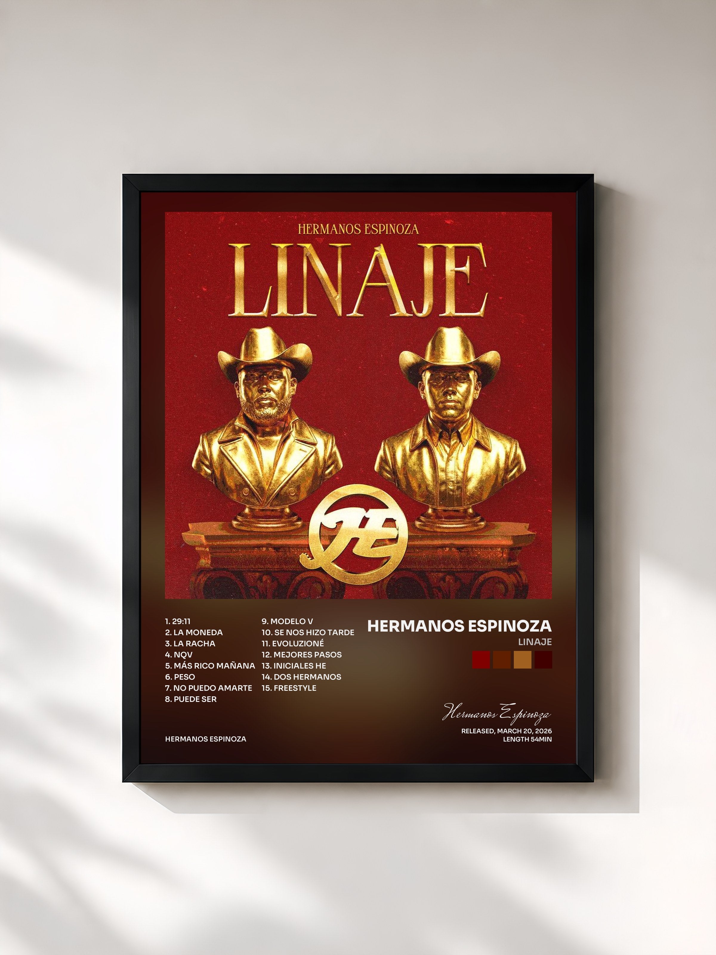 #noir Tableau de l'album LINAJE de Hermanos Espinoza, cadre noir, imprimé et encadré en France