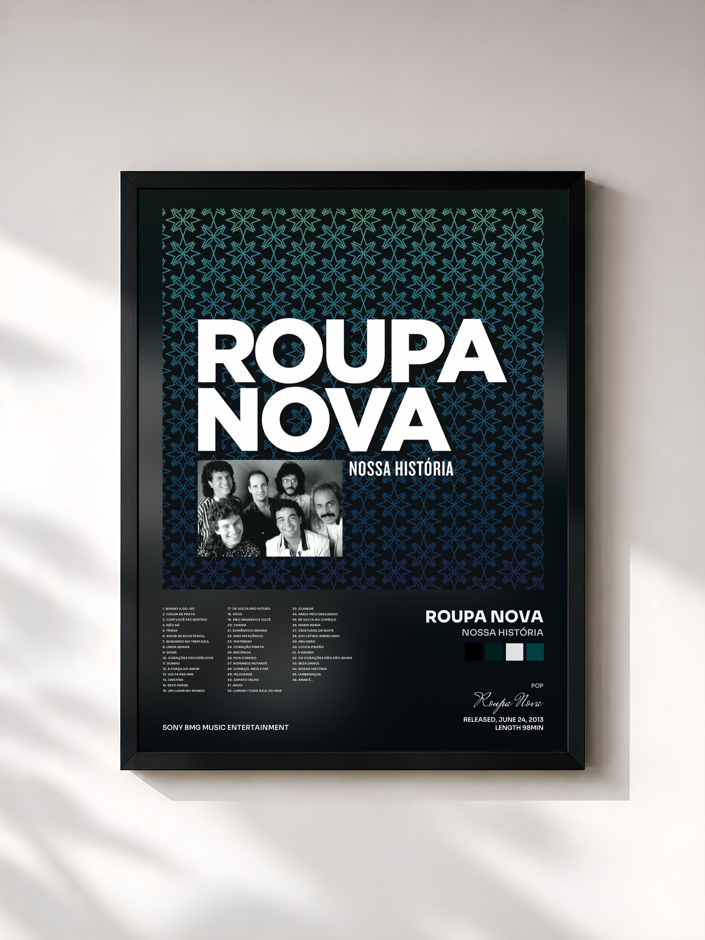 #noir Tableau de l'album Nossa História de Roupa Nova, cadre noir, imprimé et encadré en France