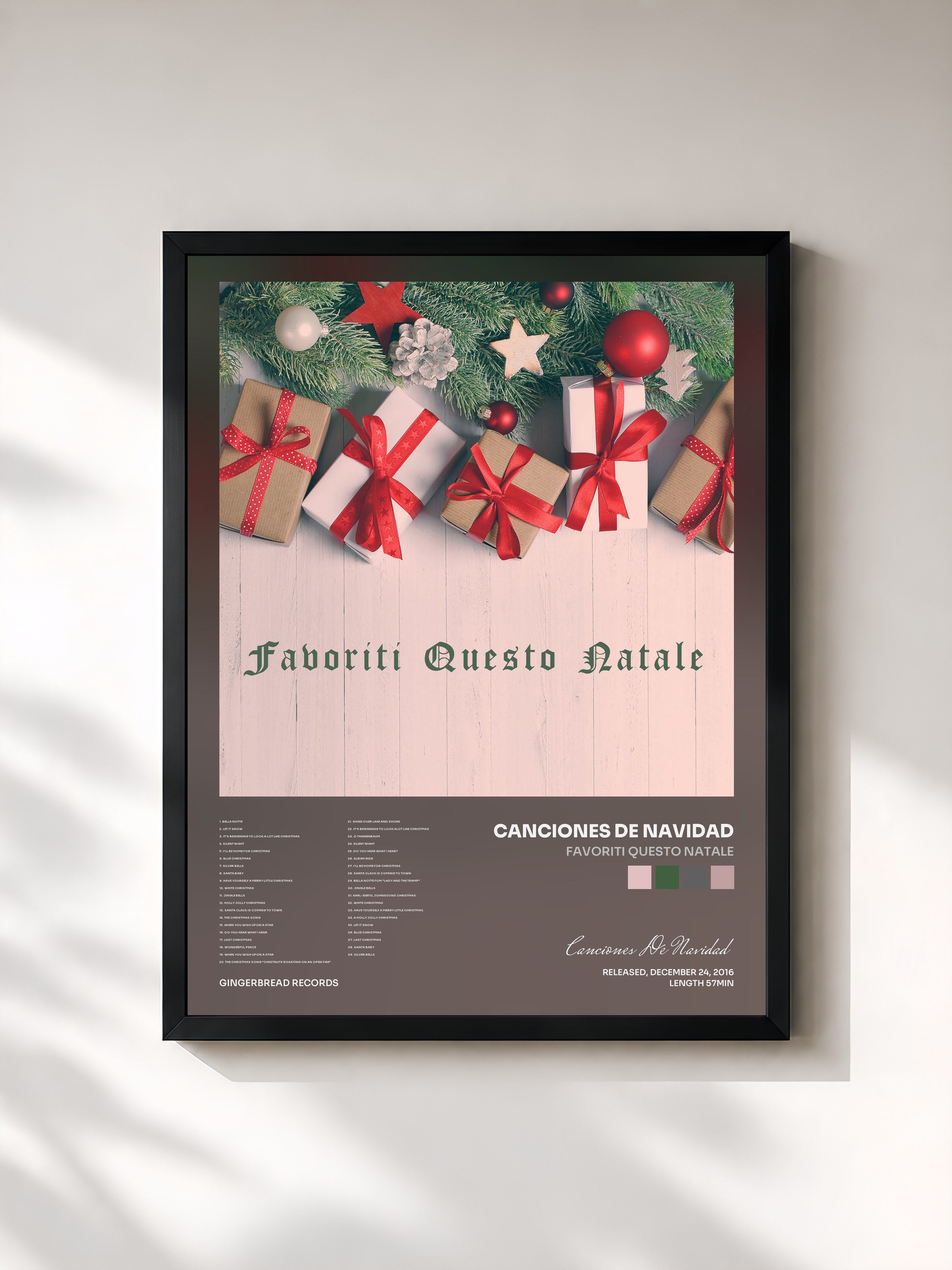 #noir Tableau de l'album Favoriti Questo Natale de Canciones De Navidad, cadre noir, imprimé et encadré en France