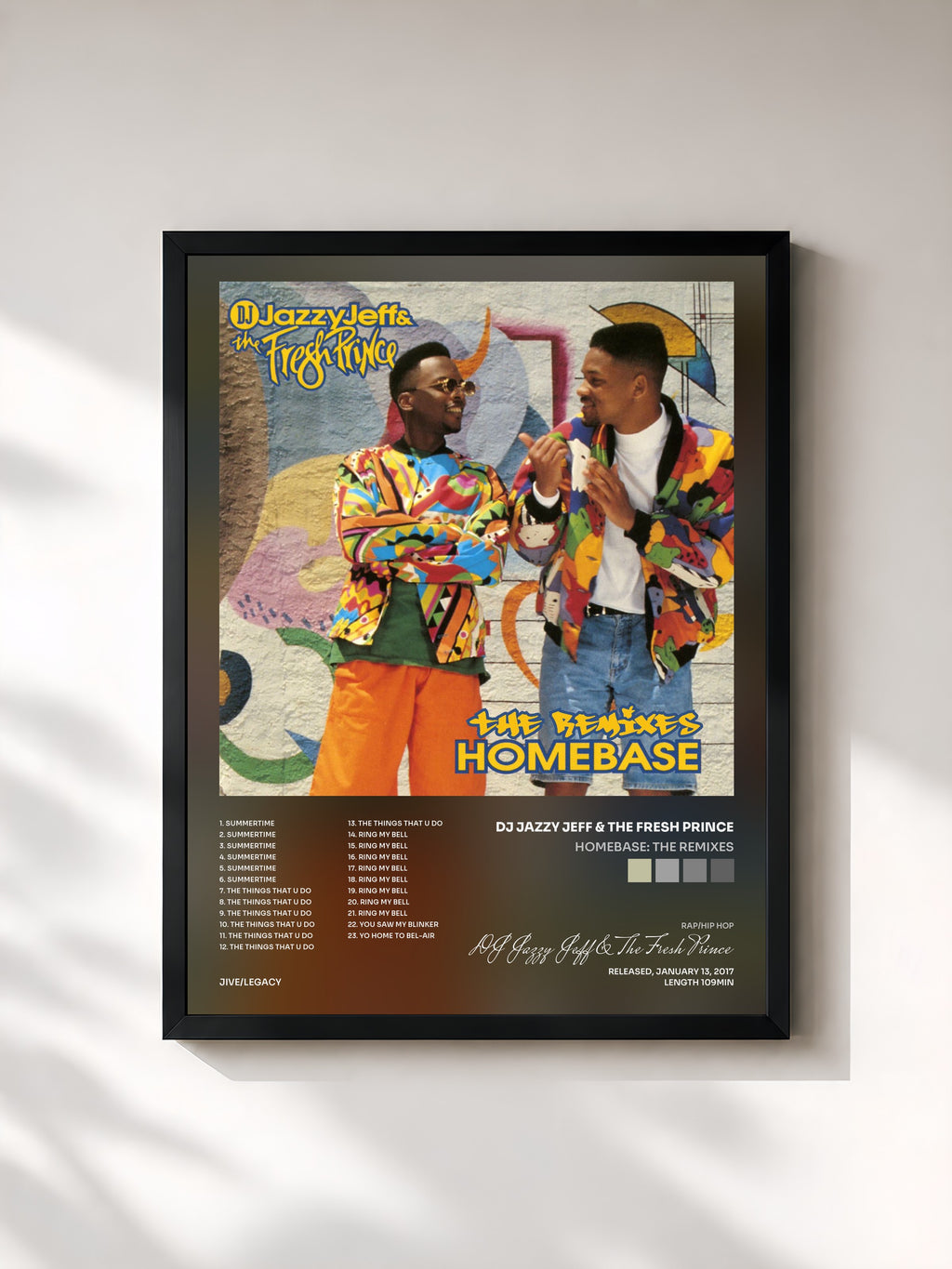 #noir Homebase: The Remixes von DJ Jazzy Jeff & The Fresh Prince als gerahmter Kunstdruck, schwarzer Rahmen, gedruckt und gerahmt in Frankreich