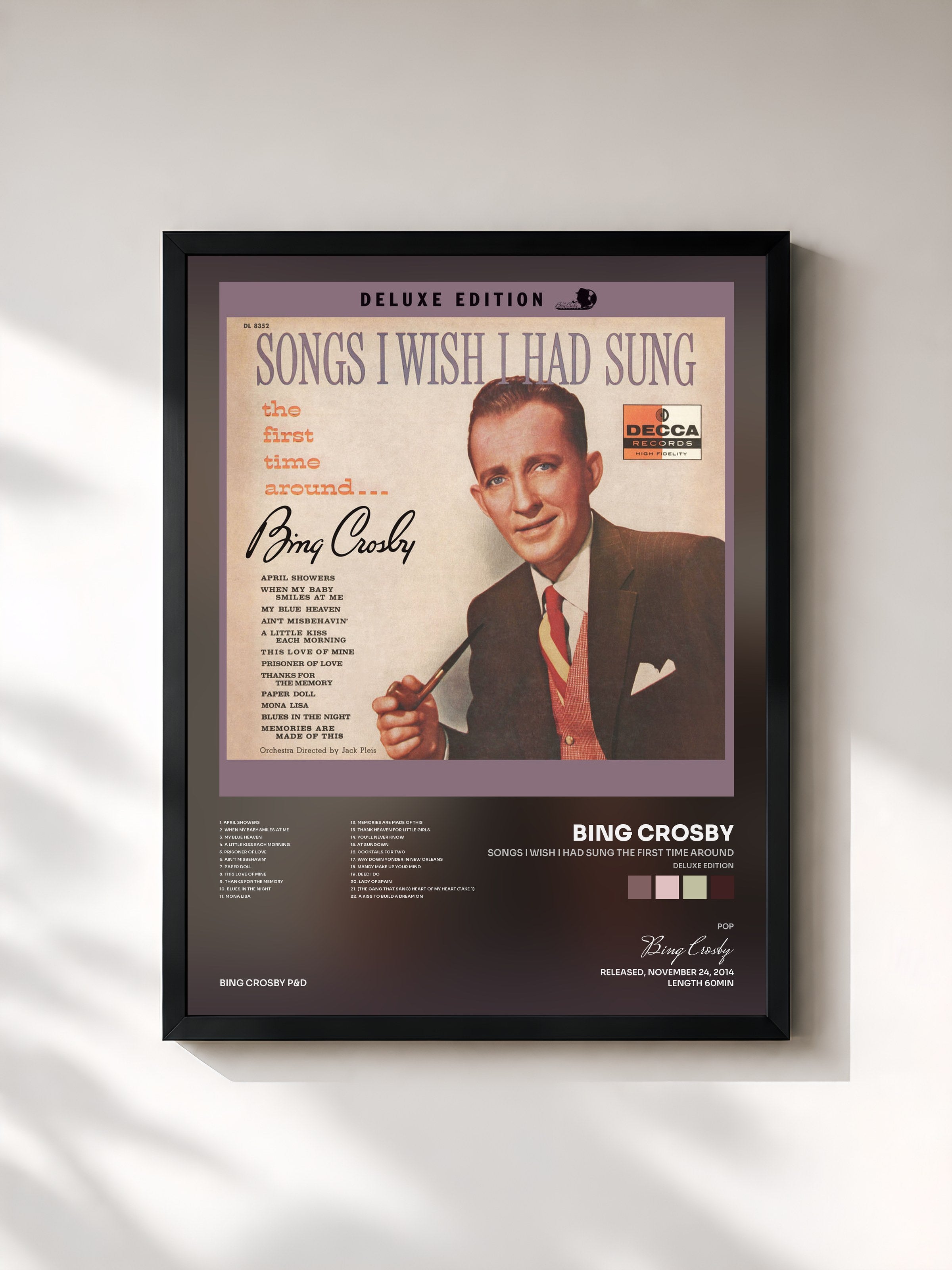 #noir Tableau de l'album Songs I Wish I Had Sung The First Time Around (Deluxe Edition) de Bing Crosby, cadre noir, imprimé et encadré en France