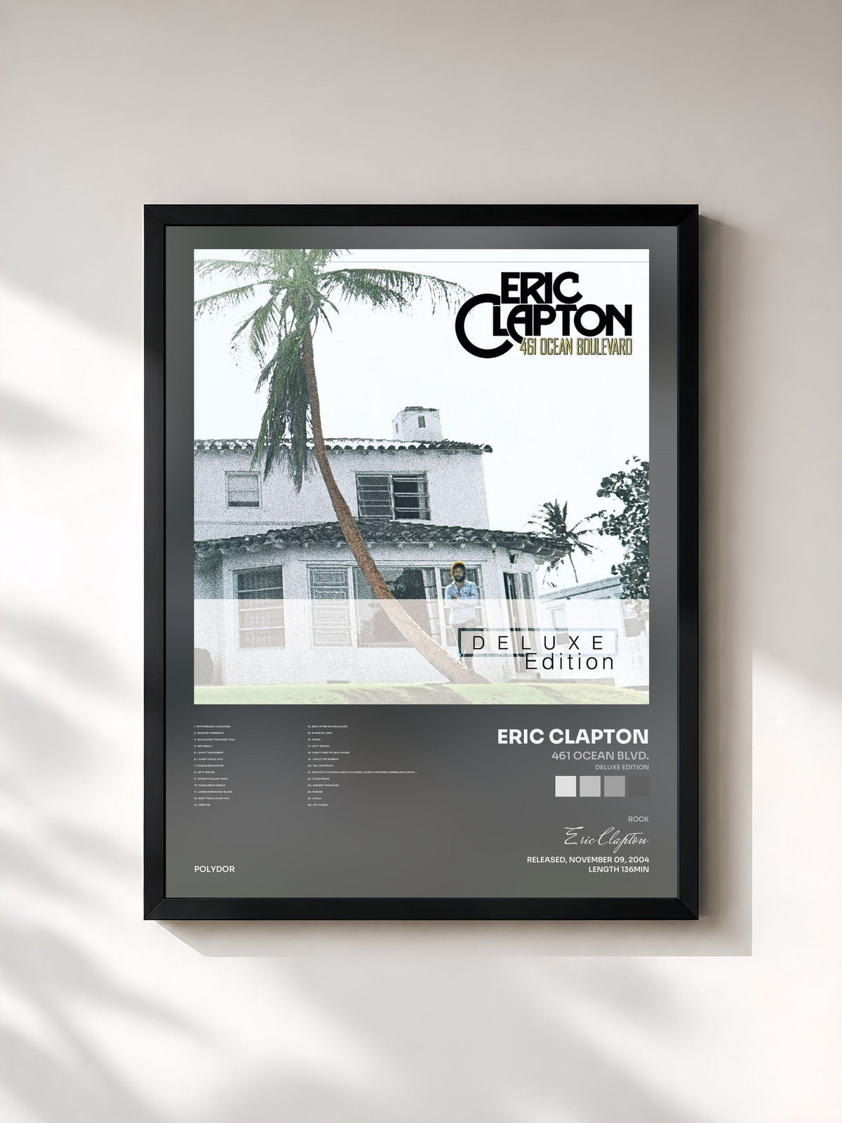 #noir Tableau de l'album 461 Ocean Blvd. (Deluxe Edition) de Eric Clapton, cadre noir, imprimé et encadré en France