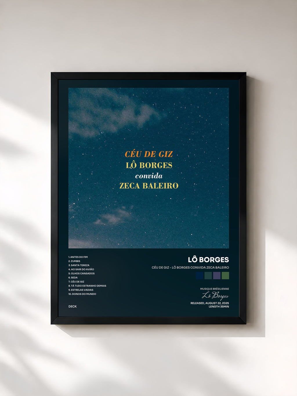 #noir Tableau de l'album Céu de Giz - Lô Borges Convida Zeca Baleiro de Lô Borges, cadre noir, imprimé et encadré en France