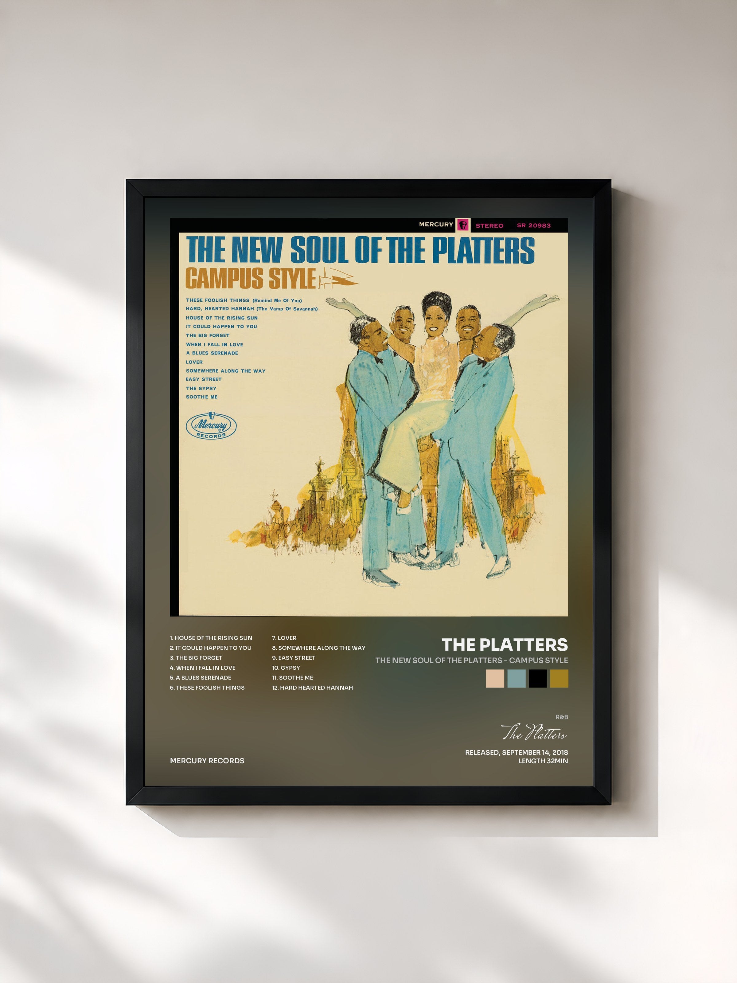 #noir Tableau de l'album The New Soul Of The Platters - Campus Style de The Platters, cadre noir, imprimé et encadré en France