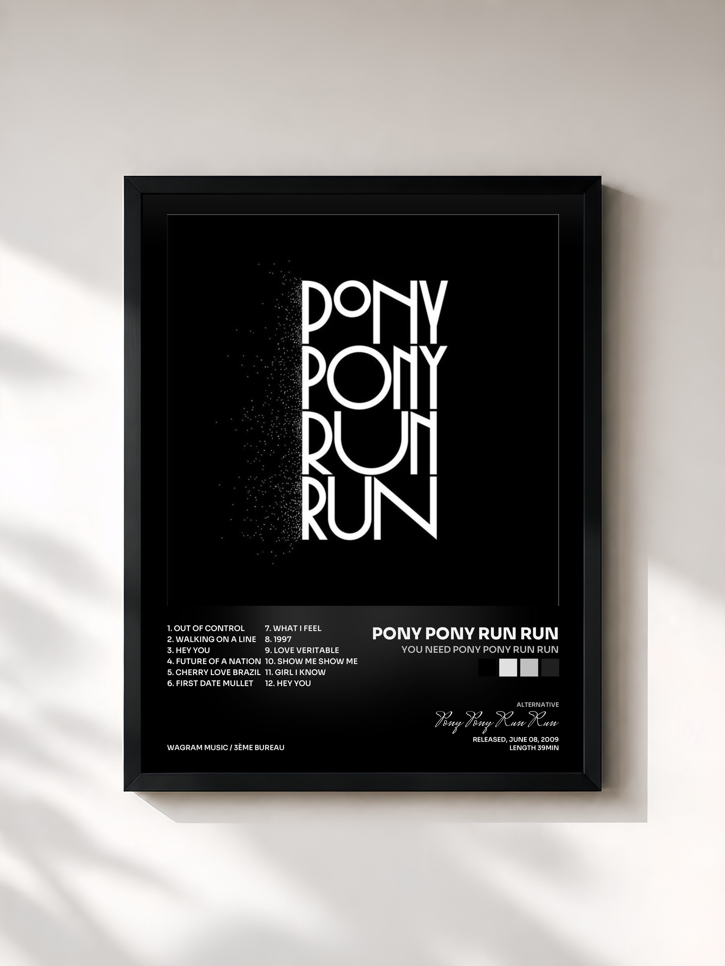 #noir Tableau de l'album You need Pony Pony Run Run de Pony Pony Run Run, cadre noir, imprimé et encadré en France