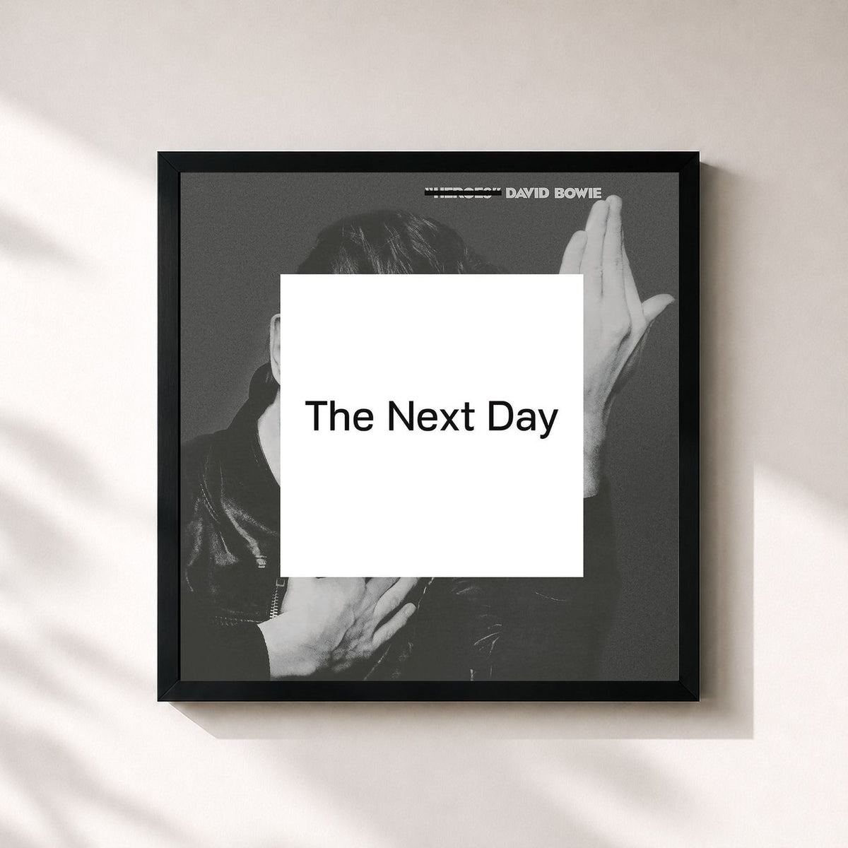 #noir Tableau carré de l'album The Next Day de David Bowie, cadre noir 32x32 cm