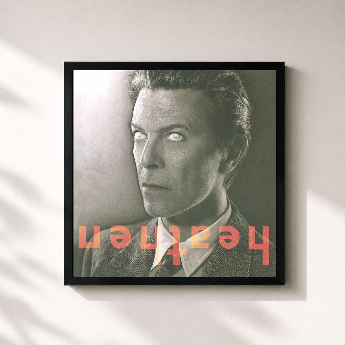 #noir Tableau carré de l'album Heathen de David Bowie, cadre noir 32x32 cm