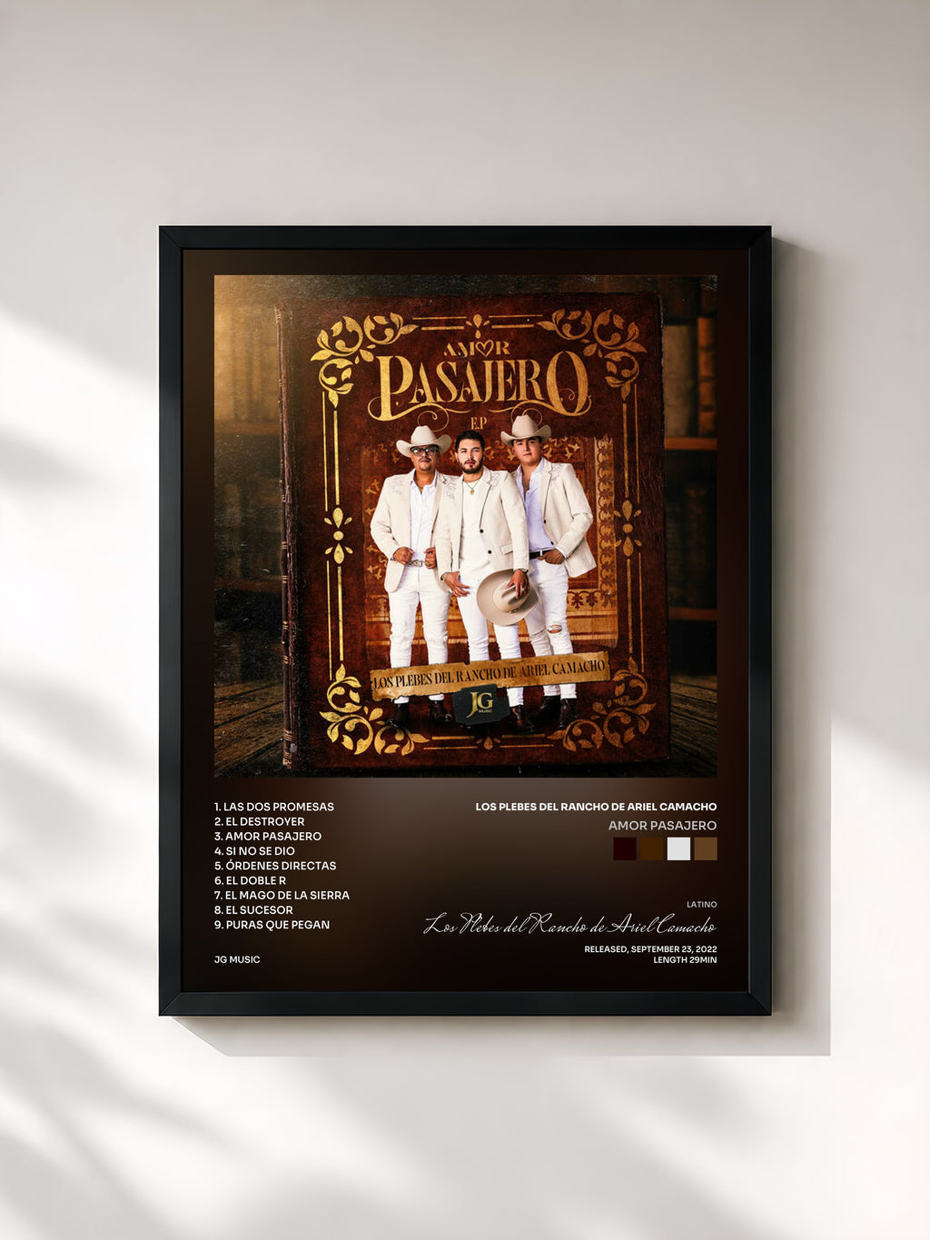 #noir Amor Pasajero von Los Plebes del Rancho de Ariel Camacho als gerahmter Kunstdruck, schwarzer Rahmen, gedruckt und gerahmt in Frankreich