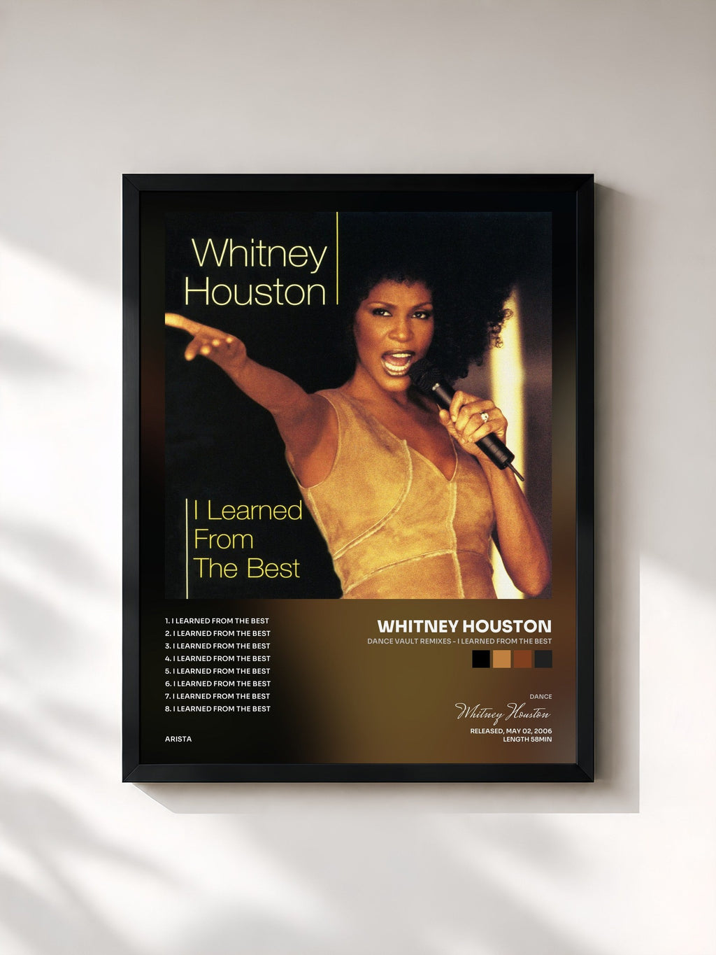 #noir Tableau de l'album Dance Vault Remixes - I Learned from the Best de Whitney Houston, cadre noir, imprimé et encadré en France