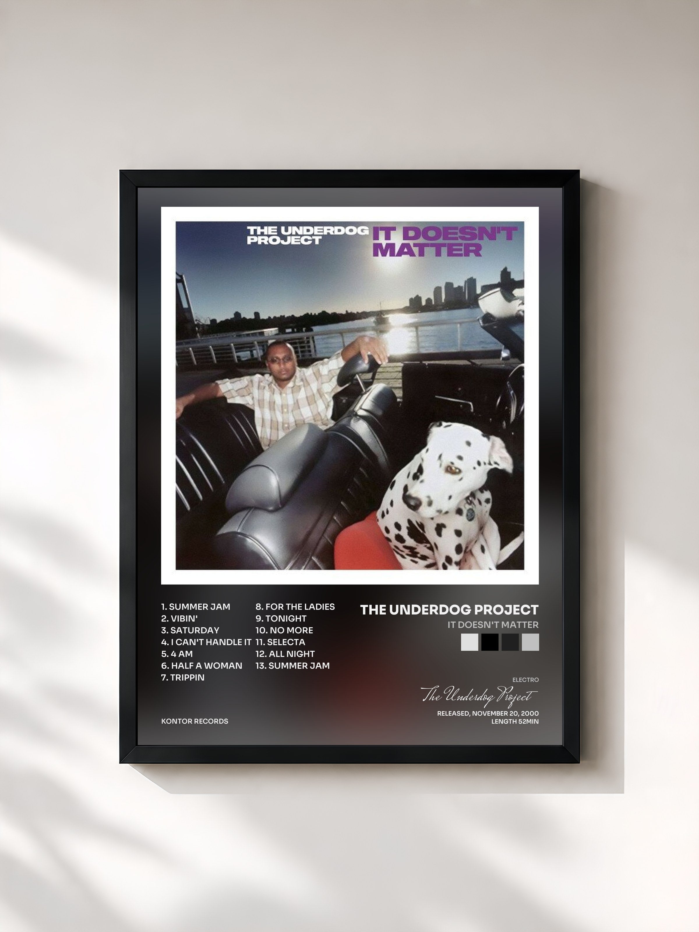 #noir Tableau de l'album It Doesn't Matter de The Underdog Project, cadre noir, imprimé et encadré en France