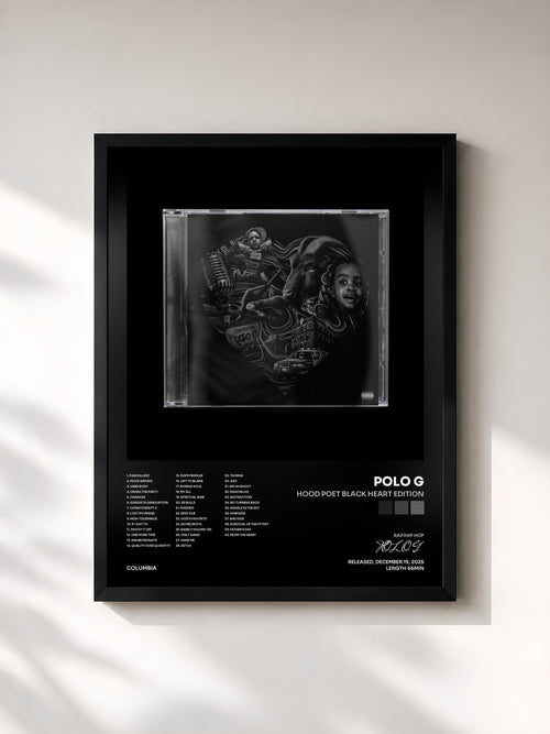 POLO G · Hood Poet Black Heart Edition — Affiche encadrée