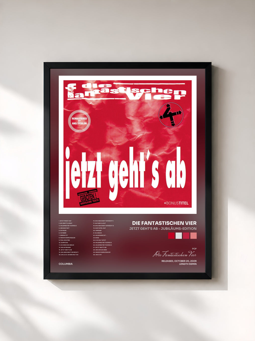 #noir Tableau de l'album Jetzt geht's ab - Jubiläums-Edition de Die Fantastischen Vier, cadre noir, imprimé et encadré en France