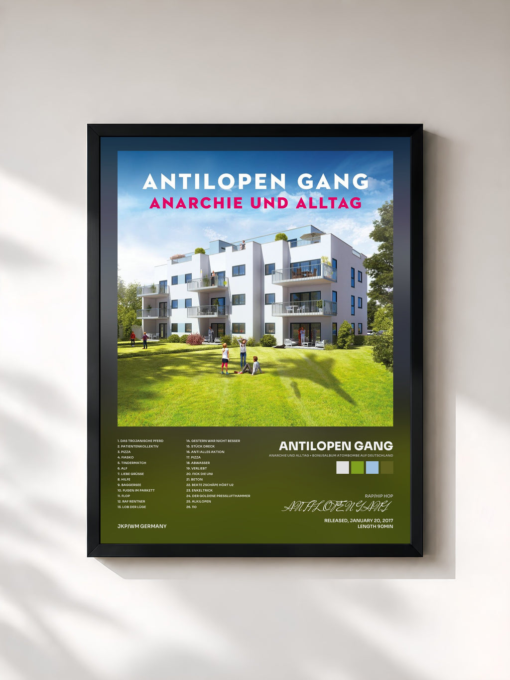 #noir Anarchie und Alltag + Bonusalbum Atombombe auf Deutschland by ANTILOPEN GANG as a framed art print, black frame, printed and framed in France