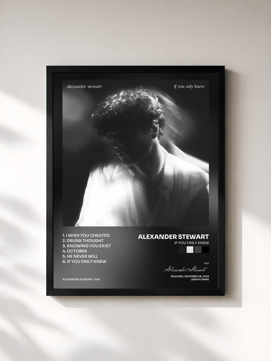 #noir Tableau de l'album if you only knew de Alexander Stewart, cadre noir, imprimé et encadré en France