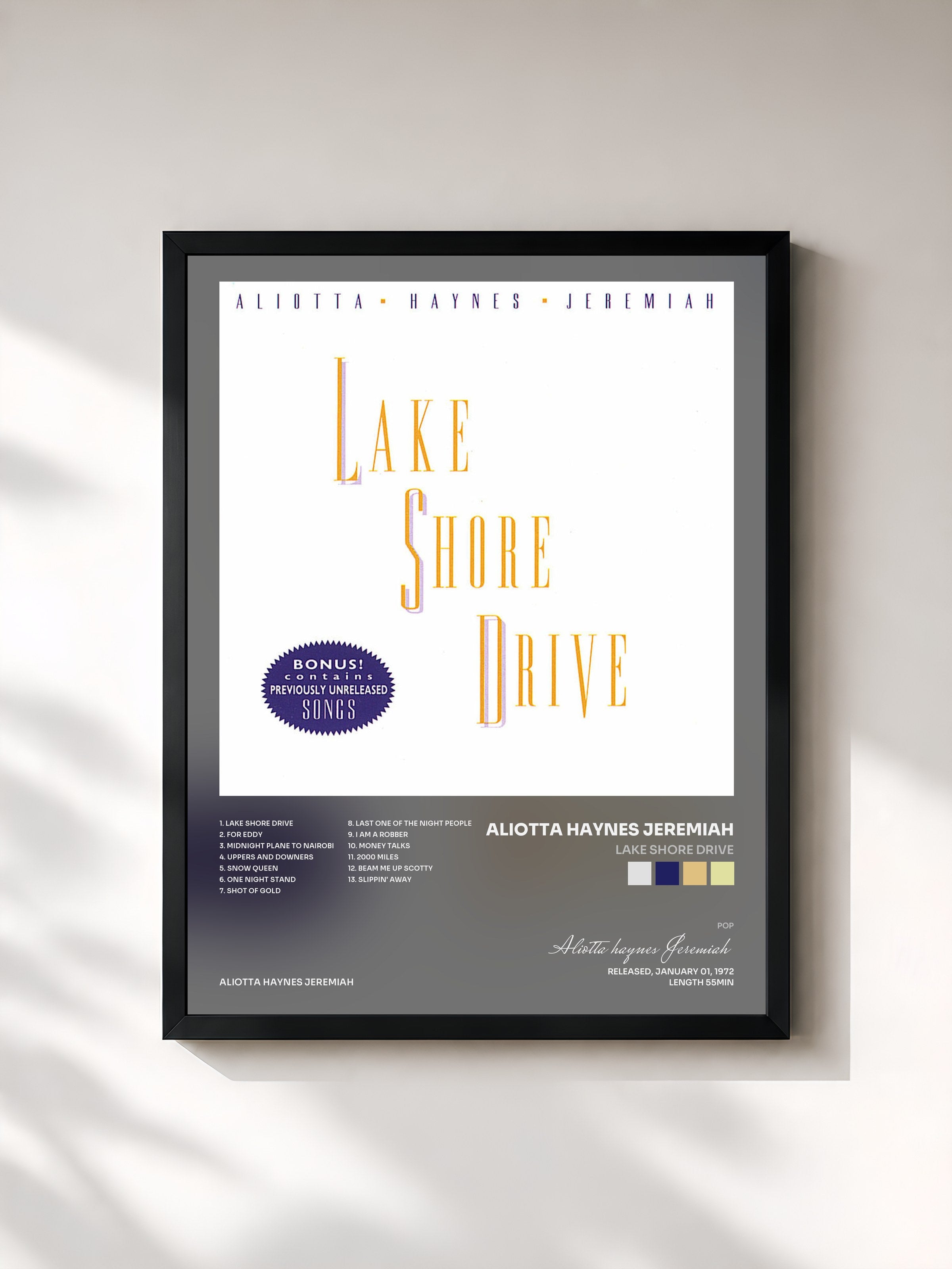 #noir Tableau de l'album Lake Shore Drive de Aliotta haynes Jeremiah, cadre noir, imprimé et encadré en France